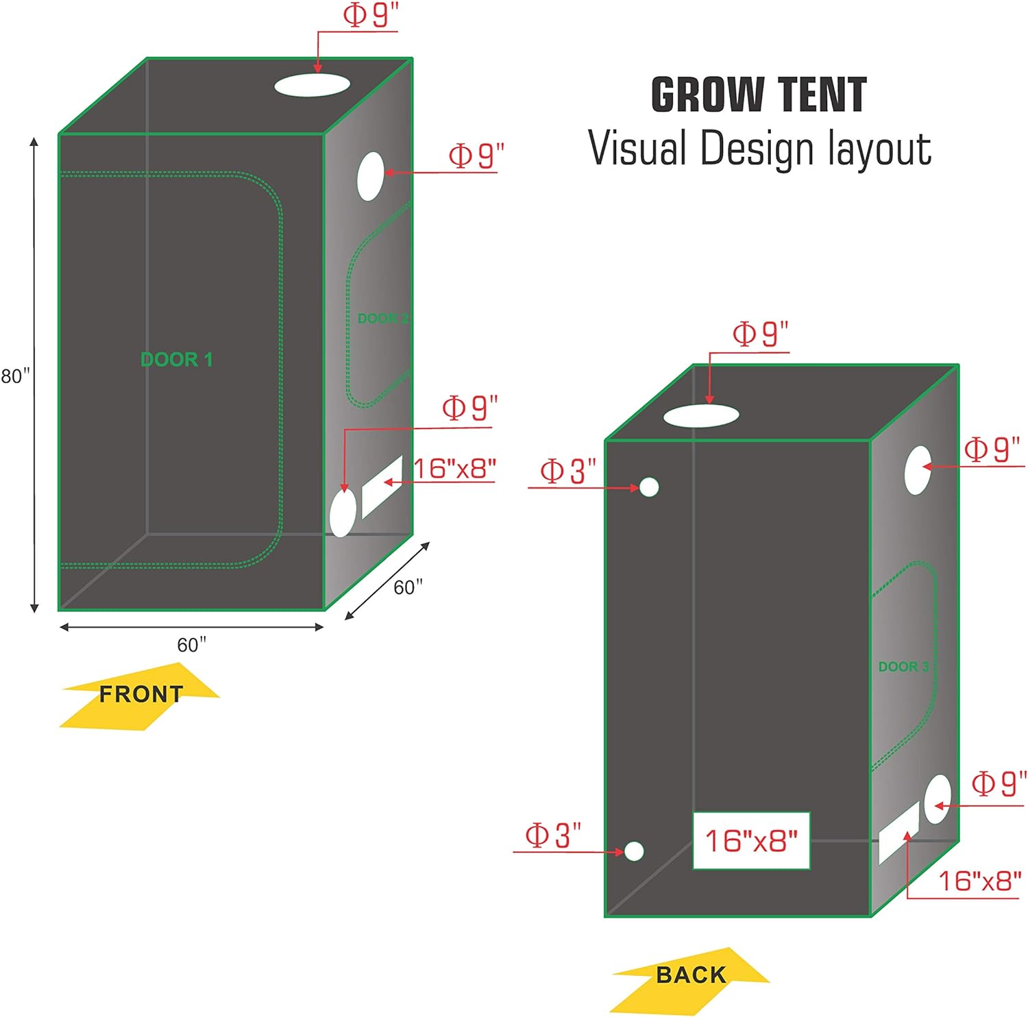 Oppolite UFO LED 300W Full Spectrum Grow Light+24x24x48 Indoor Grow Tent+4 Inline Fan Filter Combo Ventilation System+ Hydroponic Growing Accessories