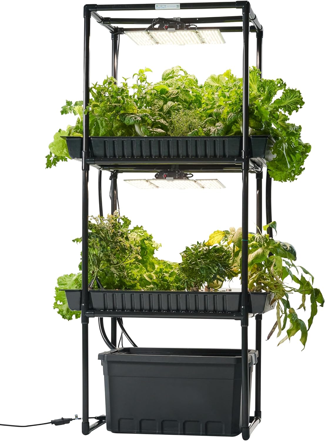 Solaris Garden Indoor Hydroponic System (SG-36), Full Spectrum 200 Watt LED Grow Lights, 20 Gallon Reservoir, Grow 36 Plants, Vegetables, Fruits, Herbs, Solaris Seed Starter (S3) Included