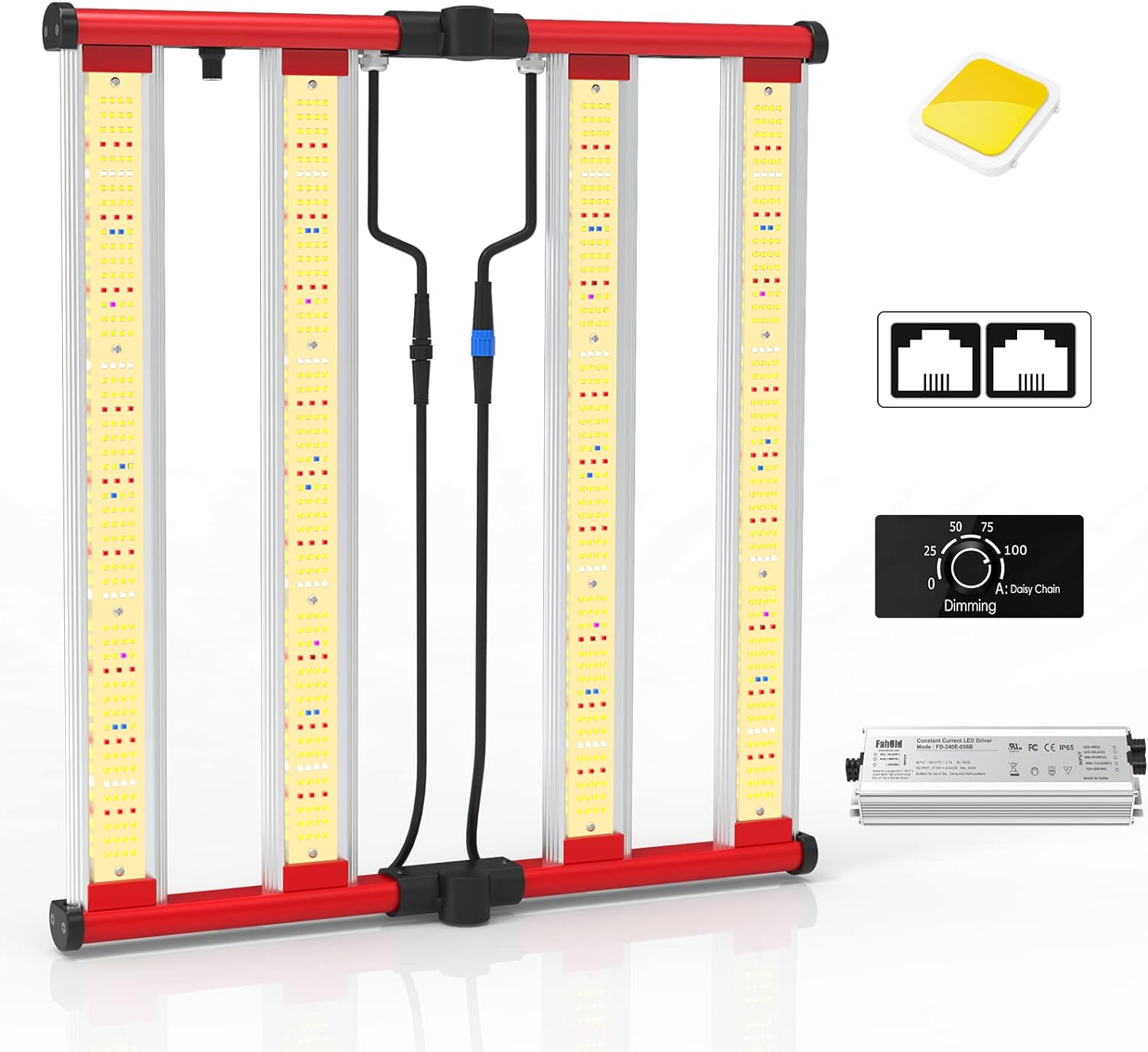 AGLEX 240W LED Grow Lights UV IR Grow Lights for Indoor Plants with 780PCS Diodes Daisy Chain Foldable  Dimmable Full Spectrum Commercial Hydroponic Growing Lamp 3x3/4x4 Grow Tent