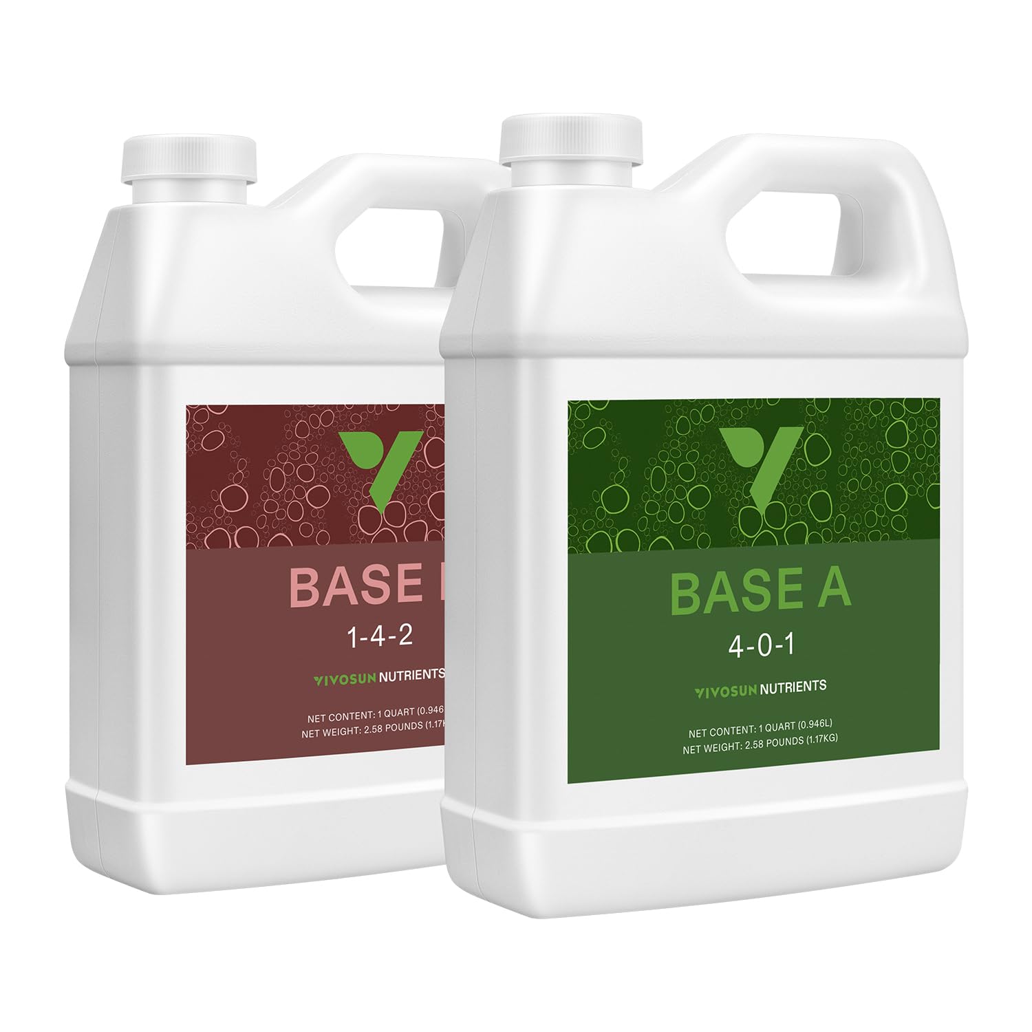 VIVOSUN Nutrients Base A(4-0-1)  B(1-4-2) Bundle, All Purpose Liquid Fertilizer, Hydroponic Plant Food Supports Vegetative and Flowering Stages for Outdoor  Indoor Plants, Set of Quarts