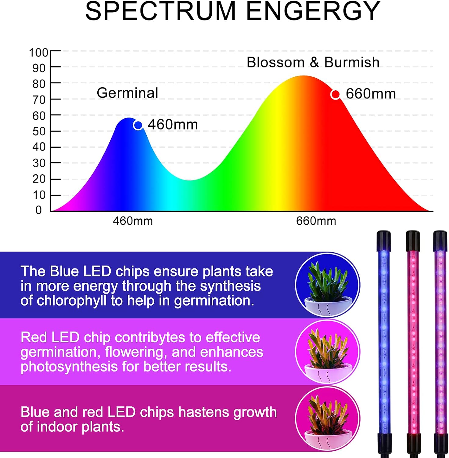 XINBAOHONG Grow Lights 10 Dimmable Levels Plant Grow Lights with 3 Modes Timing Function for Indoor Plants