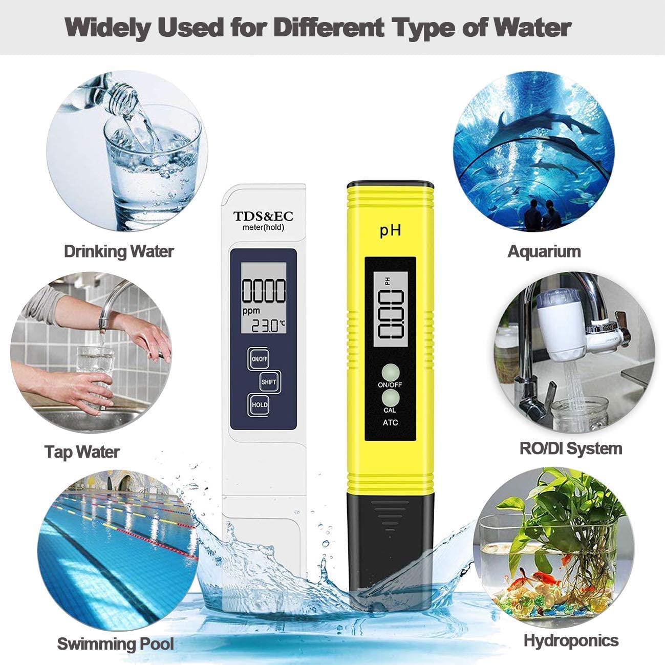 PH and TDS Meter Combo, 0.05ph High Accuracy Pen Type pH Meter ± 2% Readout Accuracy, TDS EC Temperature Meter for Hydroponics, Household Drinking, and Aquarium