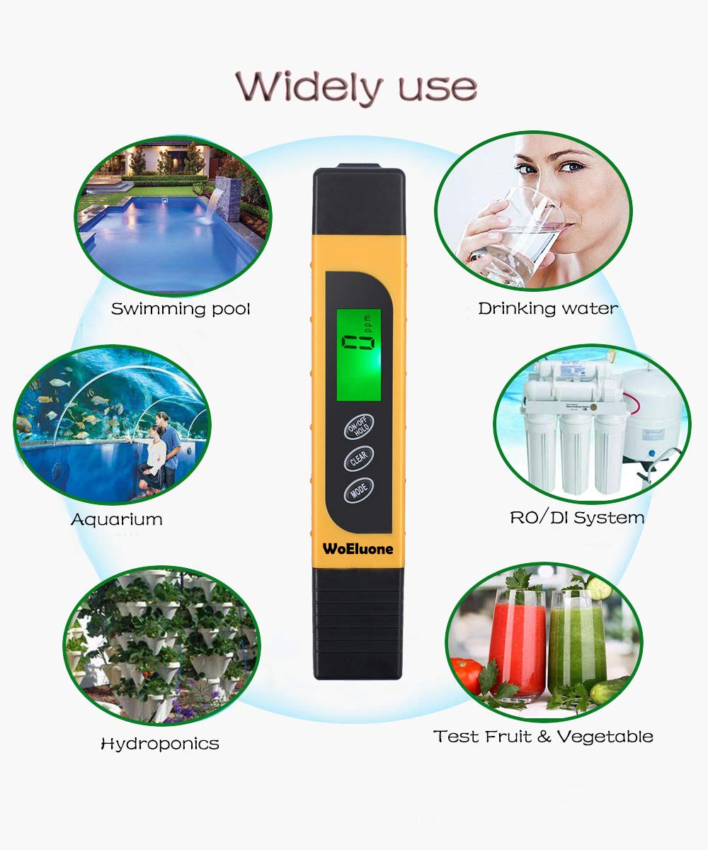 TDS Meter Digital Water Tester,WoEluone 3 in 1 TDS,Temperature and EC Meter,Accurate Ideal PPM Meter for Drinking Water, Aquariums,RO System and More