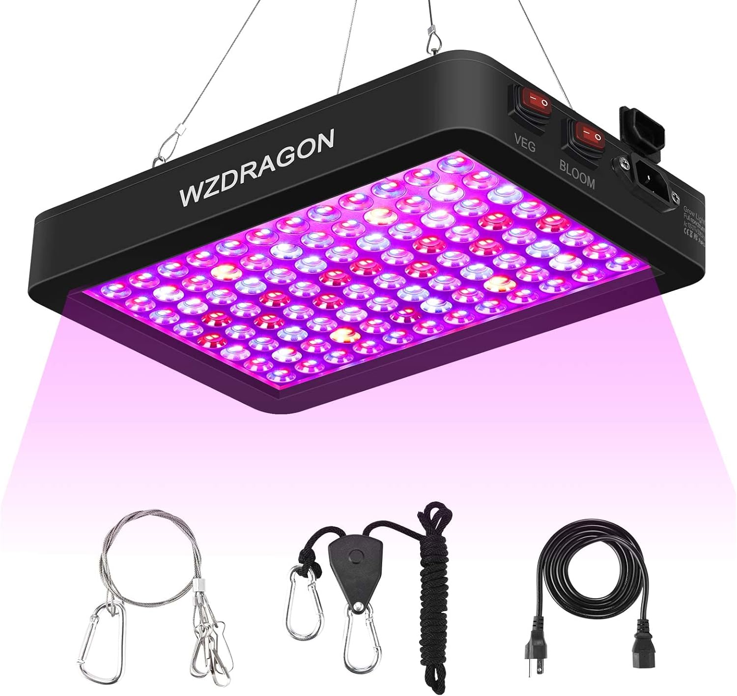 WZDRAGON 2024 Newest BW1000 LED Grow Lights Double Chips Full Spectrum for Greenhouse and Indoor Plant Veg and Flower Growing [White]