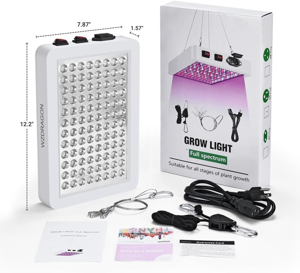 WZDRAGON 2024 Newest BW1000 LED Grow Lights Double Chips Full Spectrum for Greenhouse and Indoor Plant Veg and Flower Growing [White]