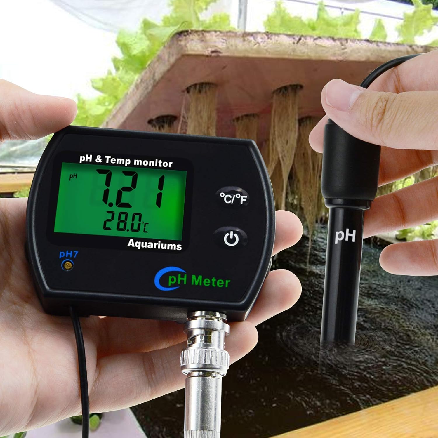 2-in-1 Combo pH  Temperature Meter Water Quality Tester Replaceable BNC pH Electrode for Aquariums Hydroponics Tanks Aquaculture Laboratory