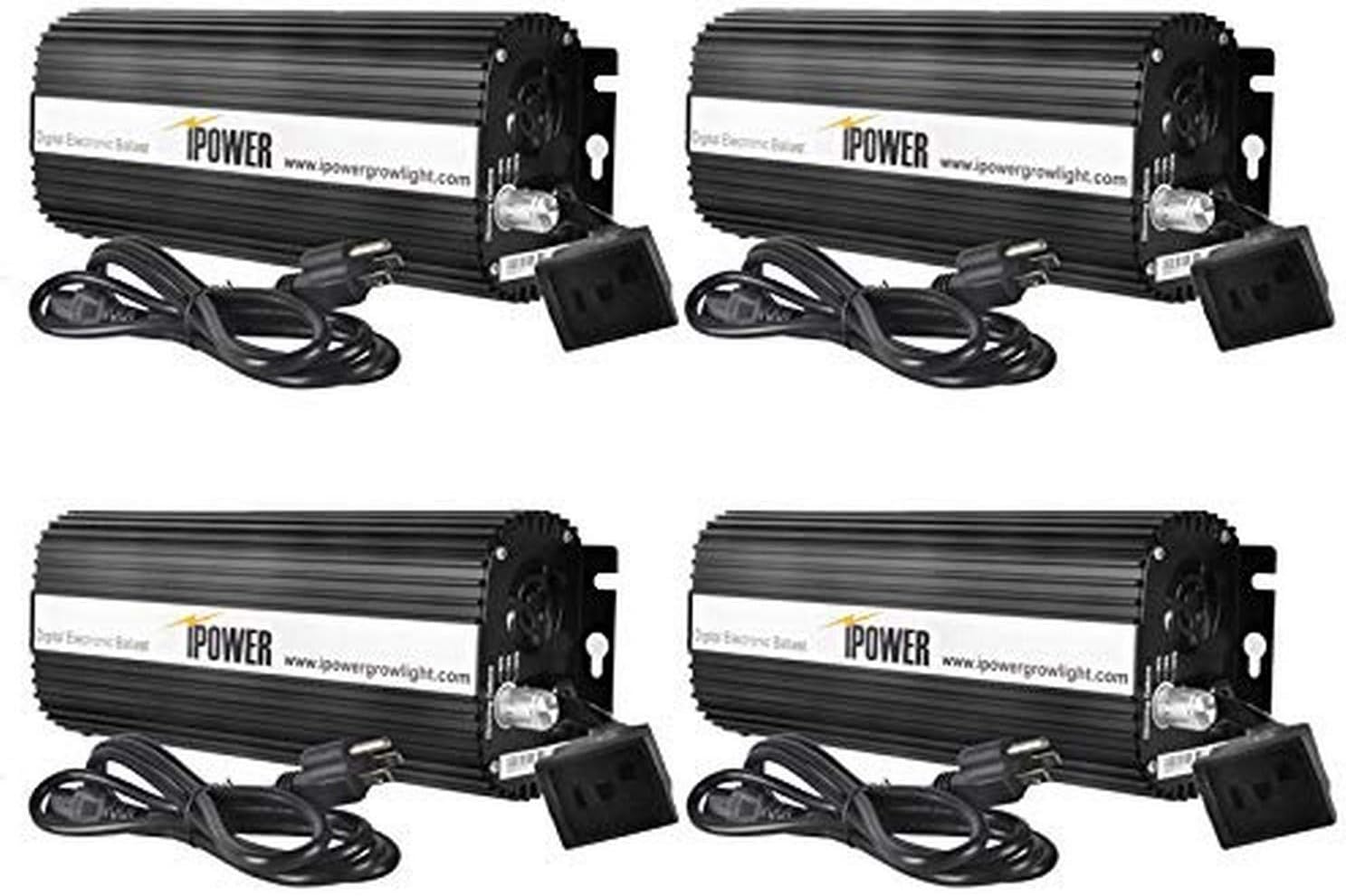 iPower GLBLST1000DX4 4-Pack Horticulture 1000 Watt Digital Dimmable Electronic Ballast for Hydroponic HPS MH Grow Light, 4 Pack, Black