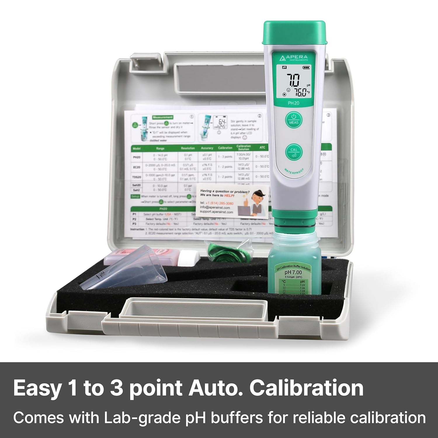 APERA INSTRUMENTS AI209 Value Series PH20 Waterproof pH Tester Kit, ±0.1 pH Accuracy