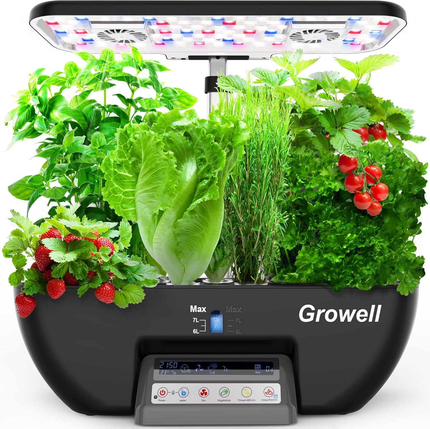 Hydroponics Growing System Kit, 17 Pods Herb Garden with 102 28W Full-Spectrum Grow Lights  2 Fans, Indoor Garden with Water Pump, 10L Water Tank, Auto Timer, Height Adjustable (Black  Grey)