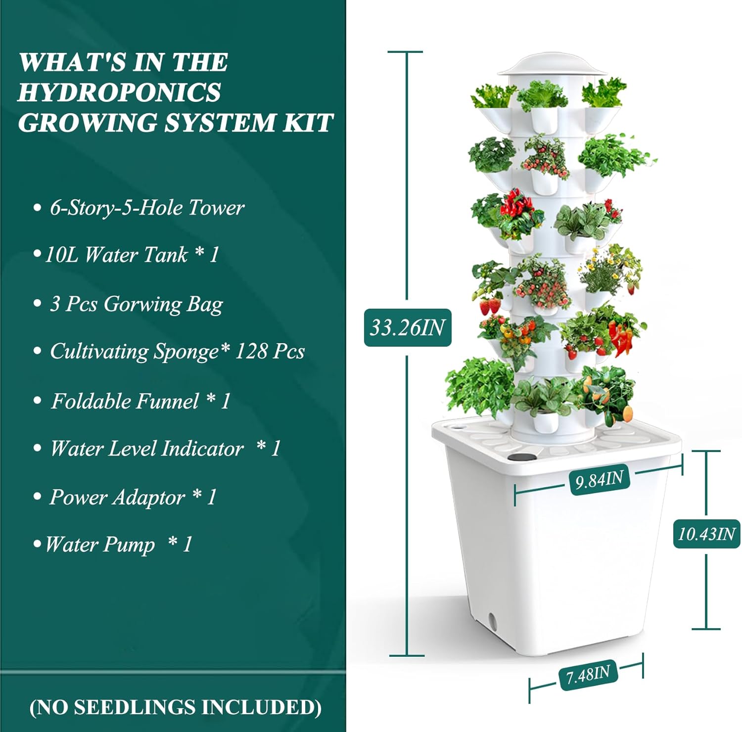 Hydroponics Growing System,30-Plants Indoor Vertical Tower Garden System Kit,Hydroponic Germination Kit for Gardening Lover