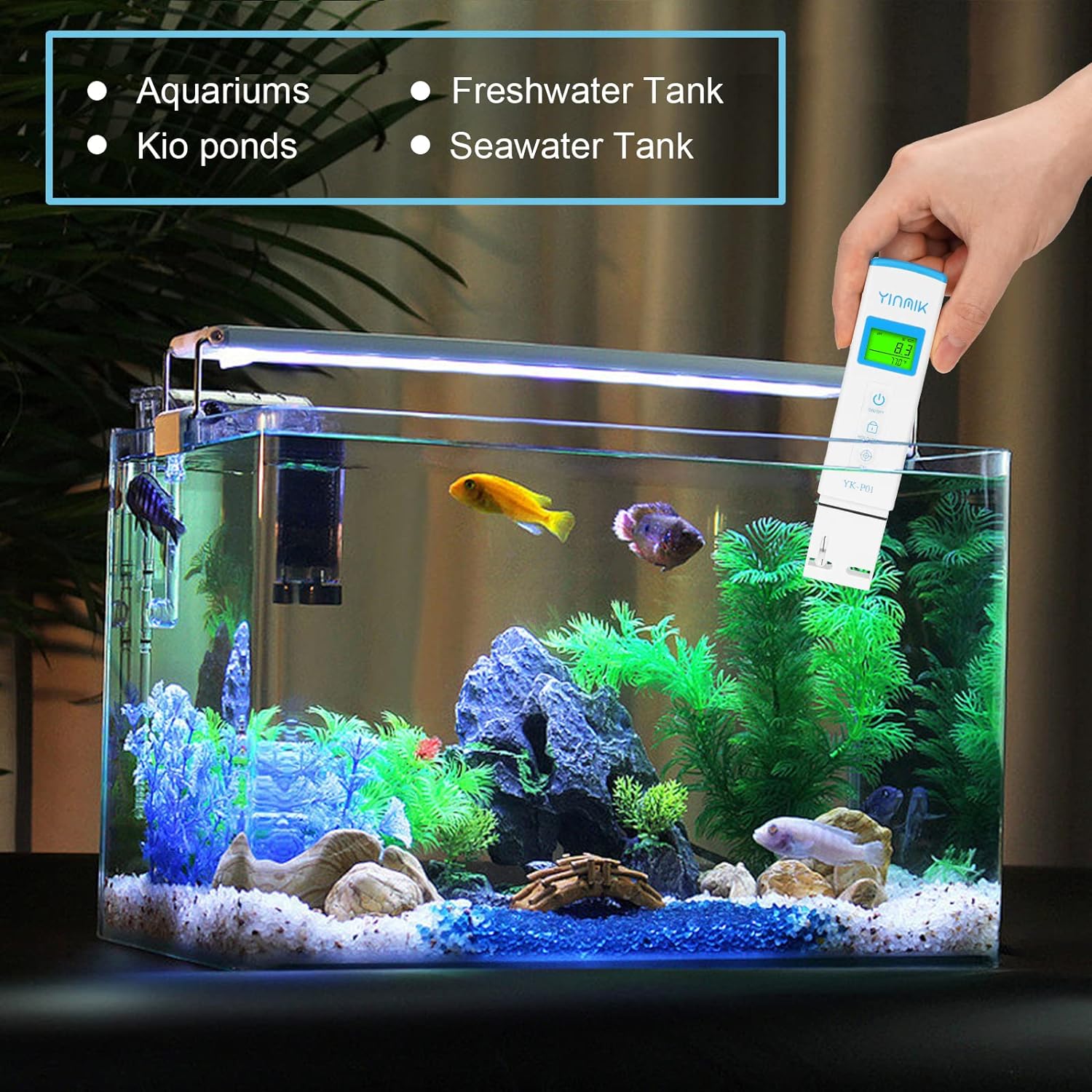 pH Meter, Digital pH Tester for Hydroponics, pH Temp Meter with Horizontal Display for Pool, Spa, Hot Tub, Indoor Plants, Koi Ponds, Drinking Water, Wine Beer Making, Aquarium, Aquaculture