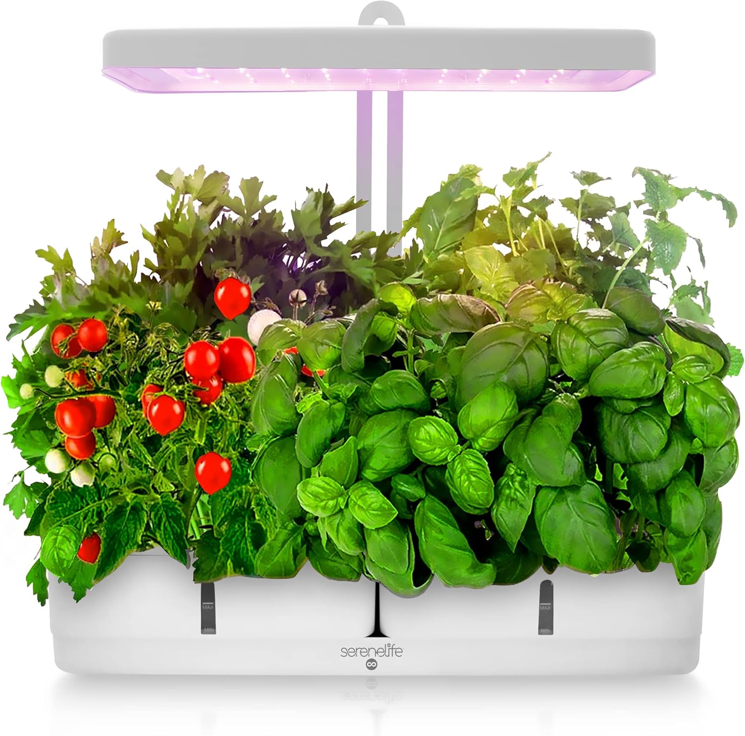 SereneLife Smart Indoor Garden - Hydroponic Herb Garden with 4000K Grow Lights Panel, Control Panel Settings, Water Stick, No Soil, Mess-Free, Height Adjustable, Grows Up to 6 Plants