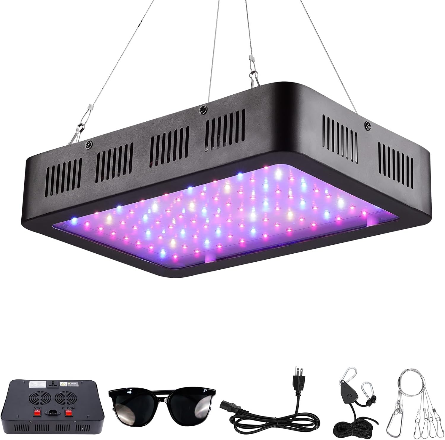 1000W LED Grow Light, Hanging Grow Lights for Indoor Plants Full Spectrum, Plant Growing Lamps with Veg Bloom Switch, Seed Starting Vegetable Greenhouse Hydroponic Plant Lights