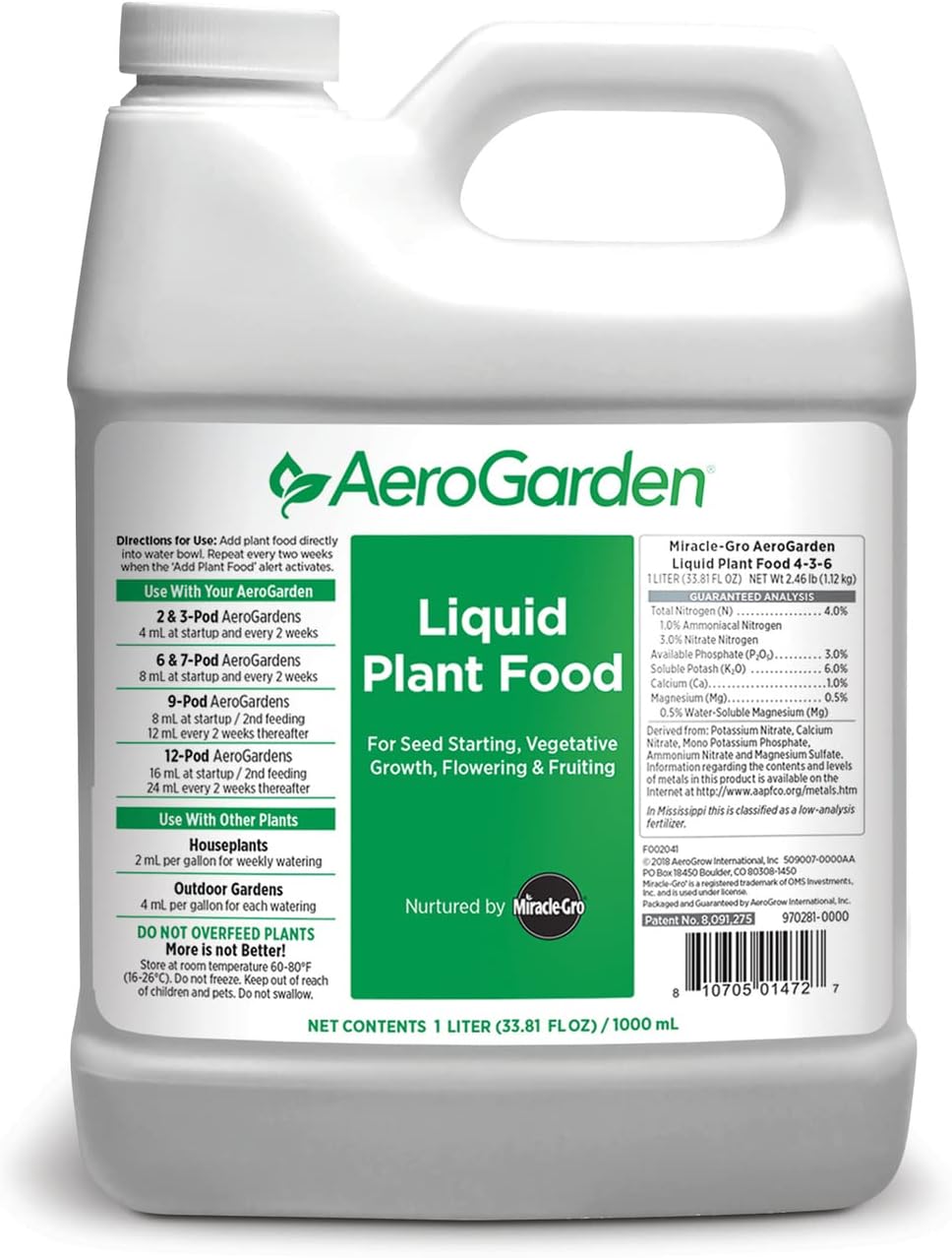 AeroGarden Liquid Nutrients (1 Liter) AeroGarden Liquid Nutrients (1 Liter)