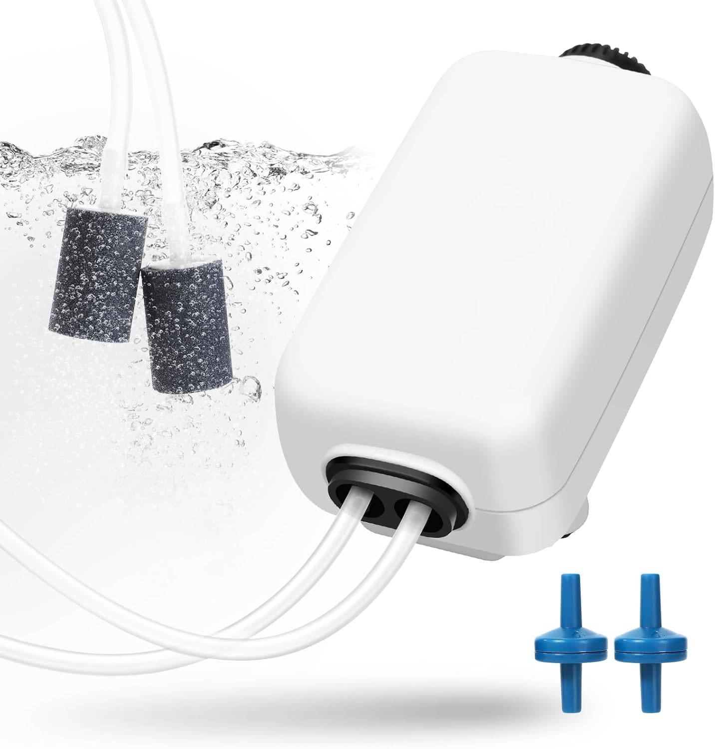 AQUANEAT Aquarium Air Pump, 100gal Fish Tank Air Bubbler, Adjustable Dual-Outlet Hydroponic Oxygen Aerator with Air Stones, Airline Tubing, Check Valves AQUANEAT Aquarium Air Pump, 100gal Fish Tank Air Bubbler, Adjustable Dual-Outlet Hydroponic Oxygen Aerator with Air Stones, Airline Tubing, Check Valves