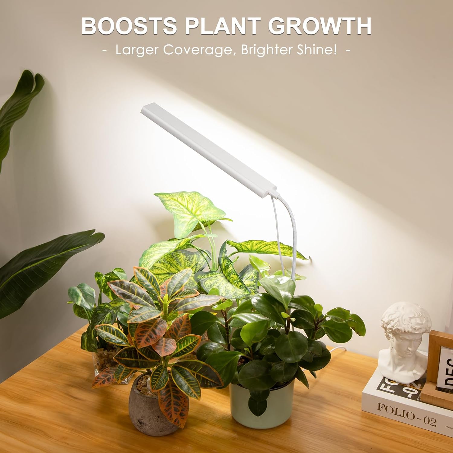 FOXGARDEN® Grow Light for Indoor Plants Growing, Full Spectrum Gooseneck Plant Light for Indoor Plants, 52 LED Bright Grow Lamp with Auto On/Off Timer 4/8/12H, 4 Dimmable Brightness, White
