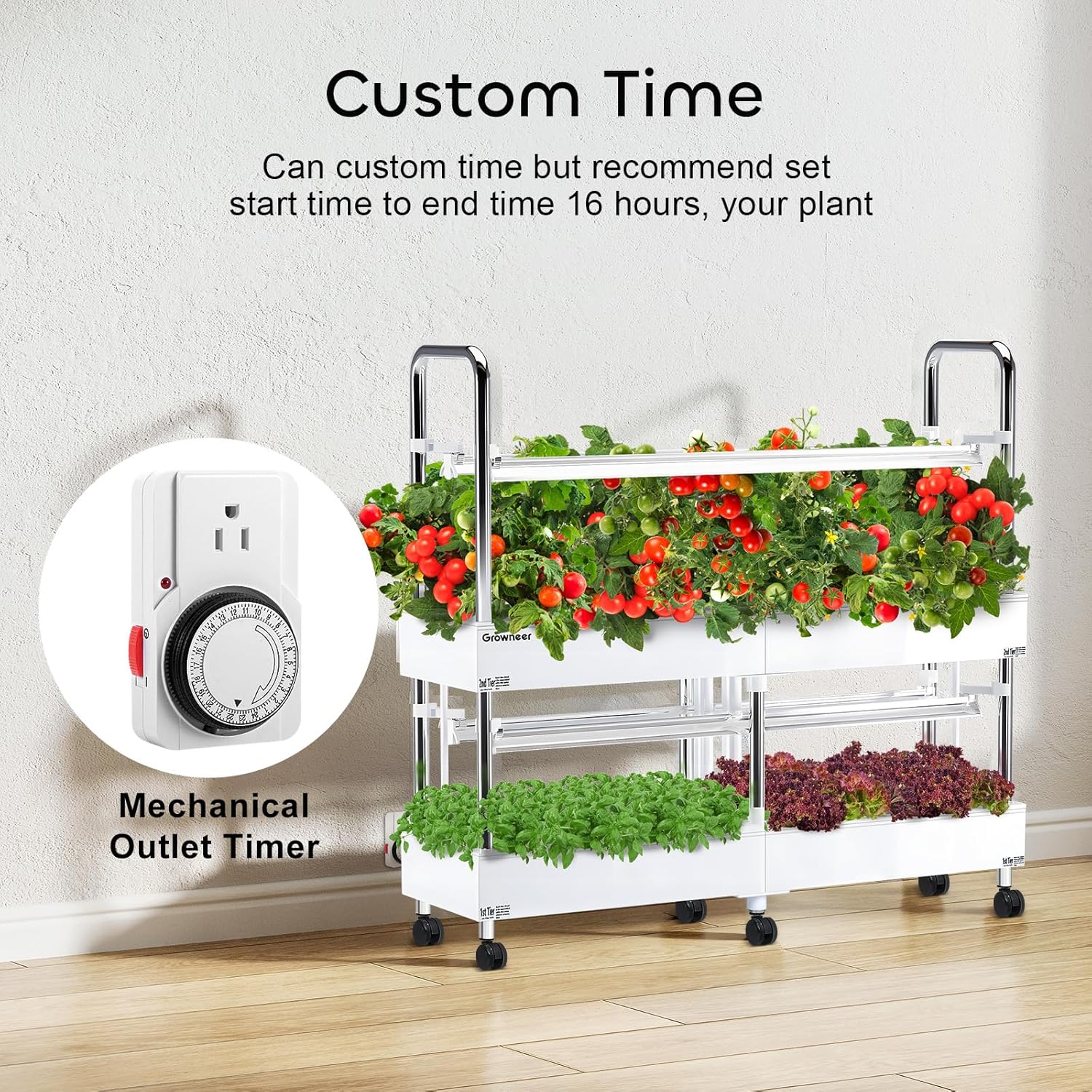 GROWNEER Garden Hydroponics Growing System with 80 Pods, 2 Pumps, LED Grow Light, Smart Socket, Plant Germination Kit Indoor Vertical Herb Garden Kit for Home Aeroponic Vegetable Fruit Growth