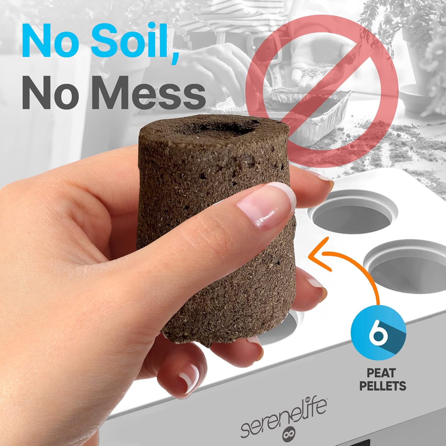 Hydroponic Herb Garden 6 Pods, Indoor Herb Garden Kit, Seed Pod, Indoor Garden, Full-Spectrum Grow Light, Adjustable Height, Hydroponic Indoor Garden, Smart Indoor Plant system, Black