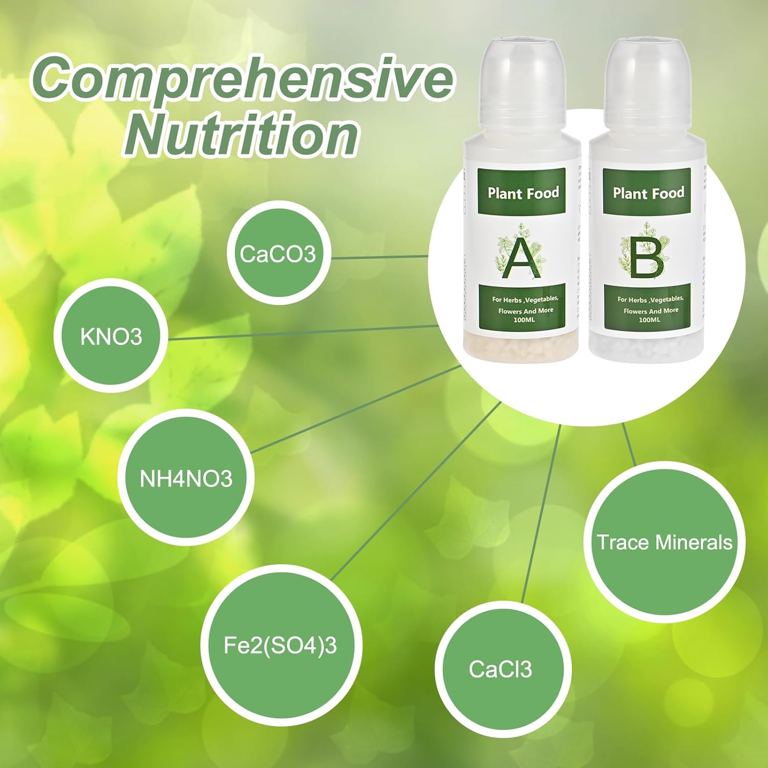 Hydroponic Nutrients AB for Plant Growth, 800ml Total - Fertilizer for Indoor Hydroponics Garden  Growing Vegetables, Fruits, Flowers