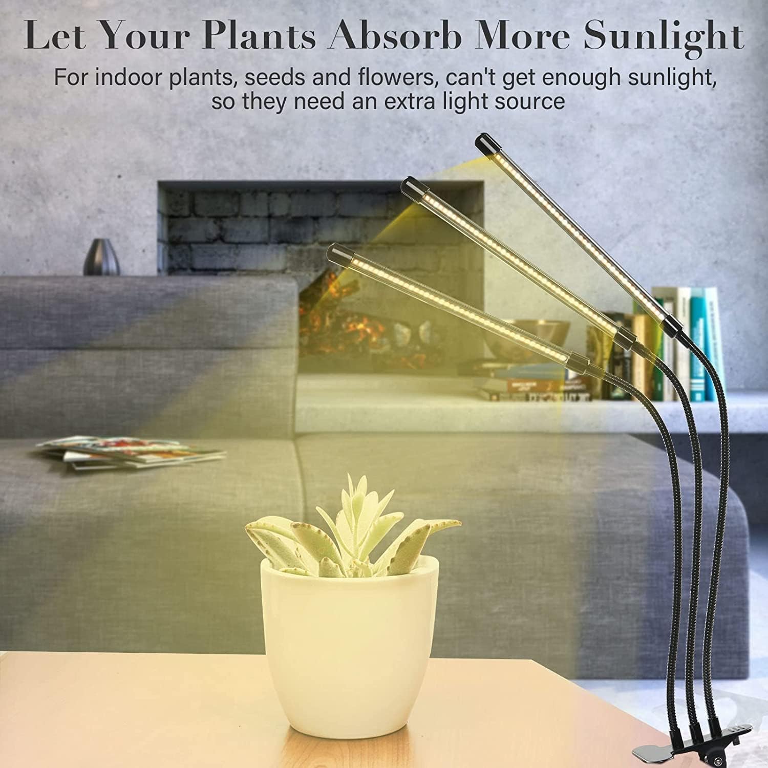 iPower LED Grow Light Strips Full Spectrum for Indoor Plants with Auto ON/Off 3/9/12H Timer, 10 Dimmable Levels 48 LEDs Per Tube, Sunlike Grow Lamp for Hydroponics Succulent, 1 Pack, RedBlue, 4 Tubes