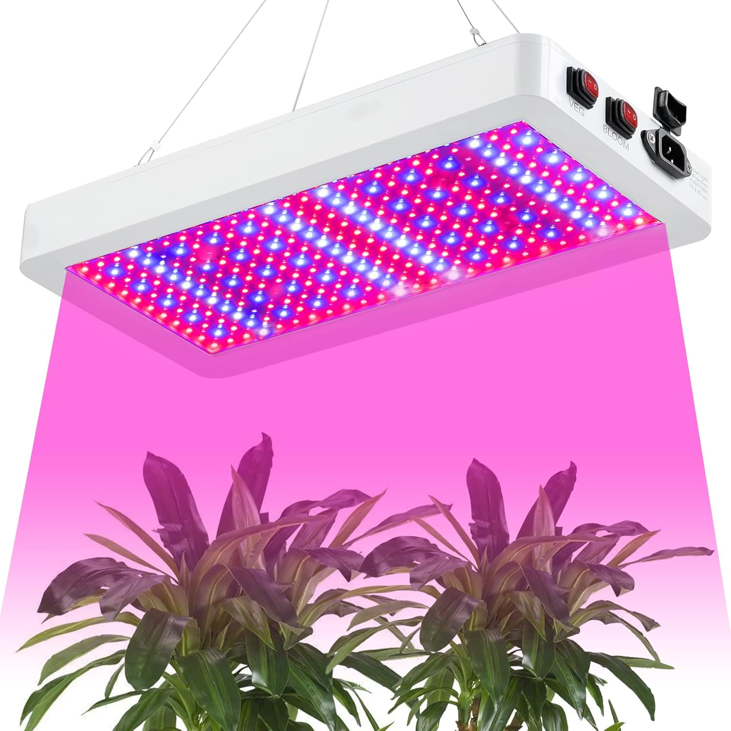 LED 1000W Grow Light Full Spectrum, Plant Grow Light with Veg  Bloom Switch for Hydroponic Indoor Plants LED Grow Lamp with Daisy Chain