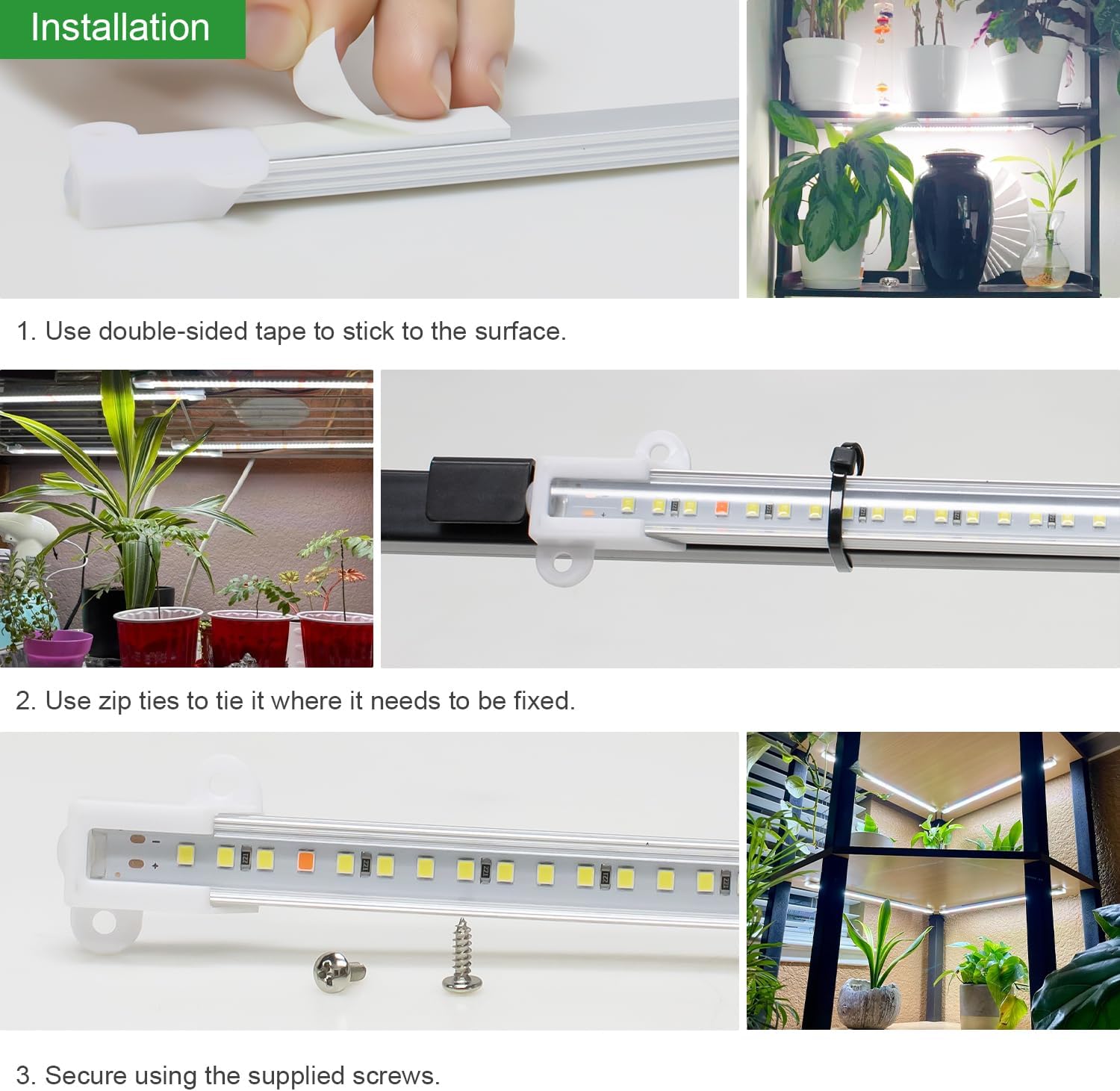 Wiaxulay Grow Lights for Indoor Plants Full Spectrum, 6000K LED Grow Light Strip Sunlike Growing Lamp with 6/12/16H Timer, 3 Switch Modes, 5 Dimmable Levels for Hydroponics Succulent Seedling, 2 Pack