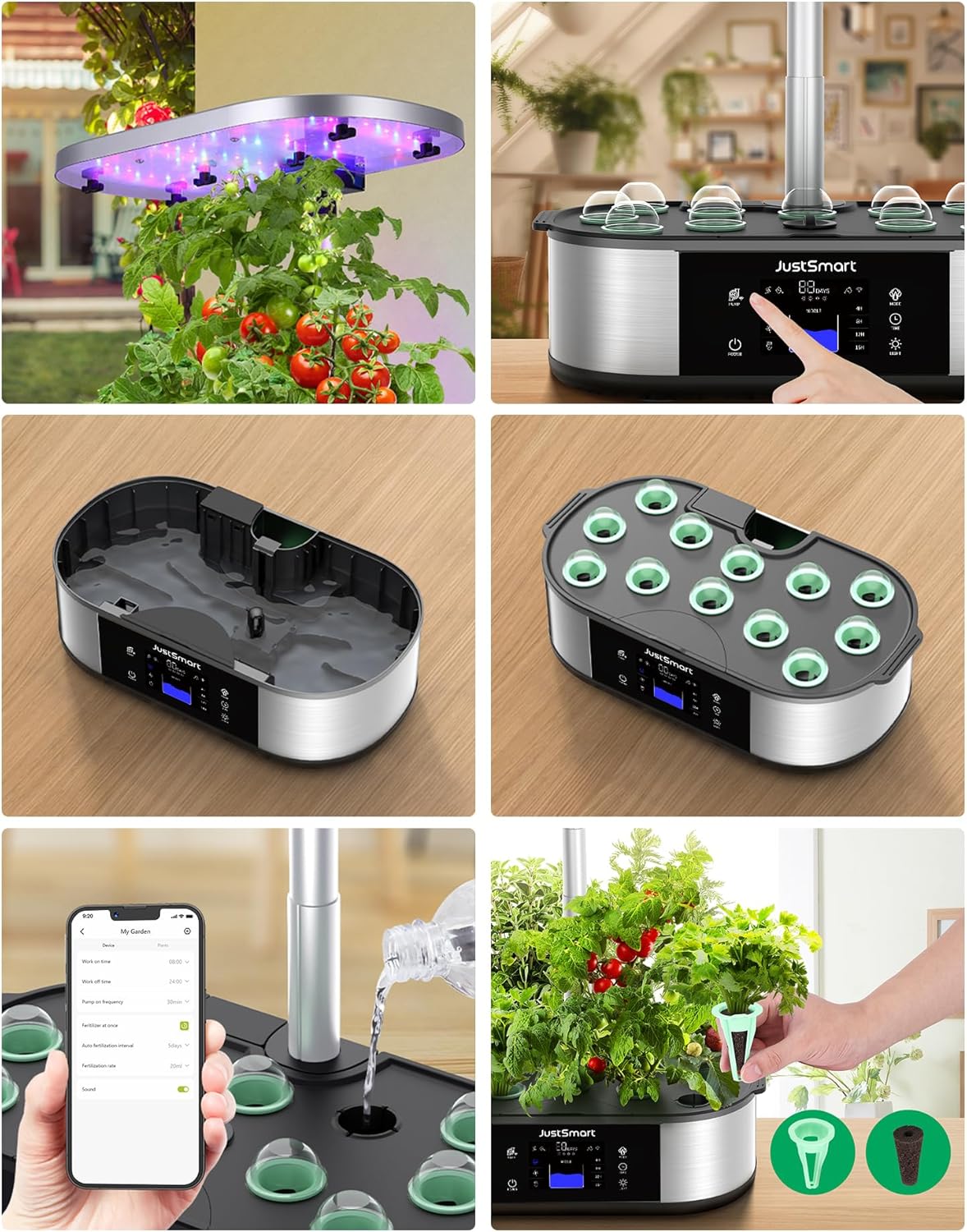 12 Pods WiFi Hydroponics Growing System with APP Controlled, Indoor Garden Up to 30 with 36W 120 LED Grow Light, Silent Pump System, Automatic Timer for Home Kitchen Gardening, GS1 Plus