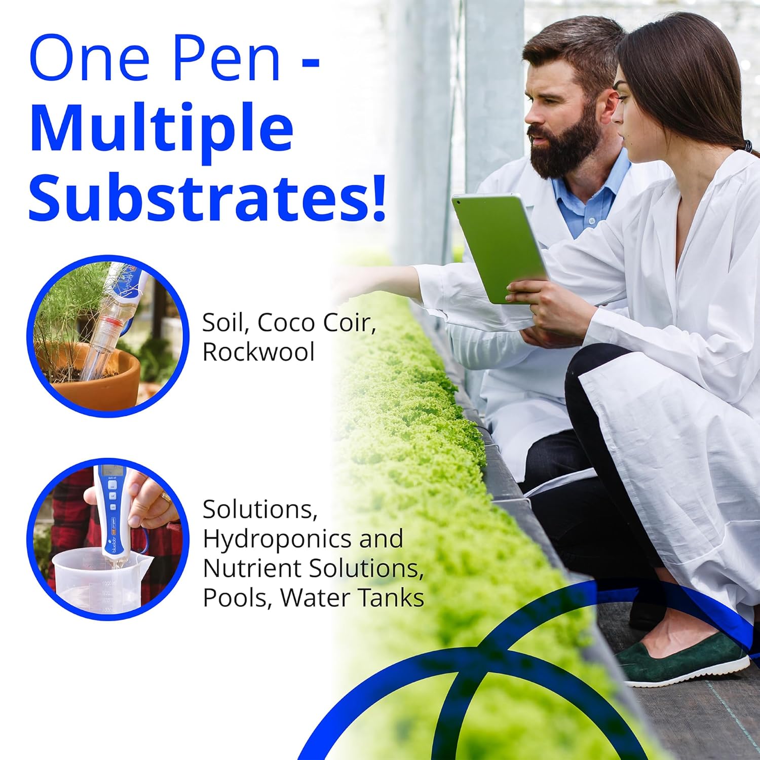 Bluelab PENSOILPH Soil pH Pen, Digital Meter and Water Test Kit, Also Used for Coco and Rockwool with Easy Calibration for Hydroponic System and Indoor Plant Grow, Clear