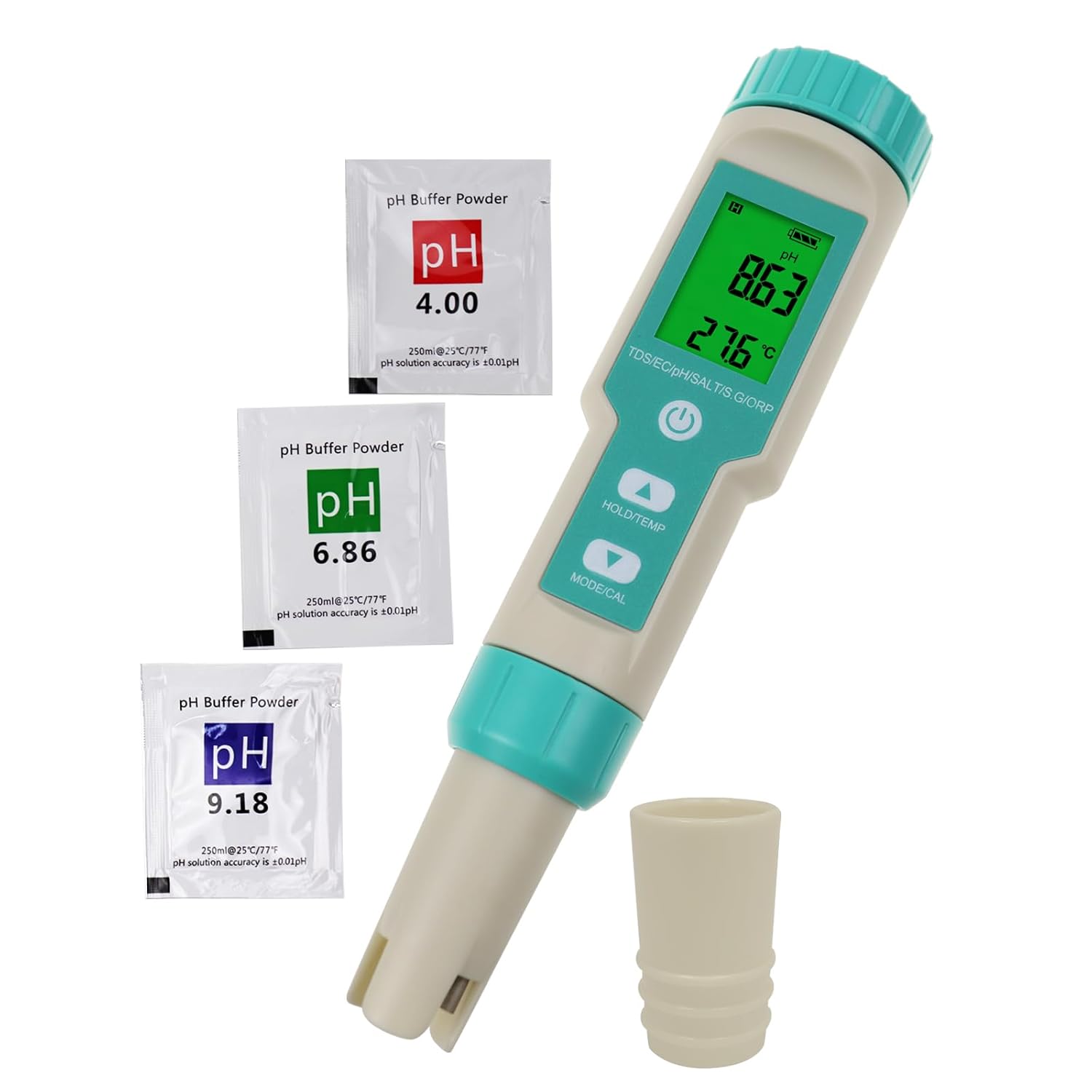 DANOPLUS 7 in 1 Water Quality Tester, Multifunctional pH TDS EC ORP Salinity SG Temp Meter Pen Type IP67 ATC for Hydroponics, Aquarium, Sea  Drinking Water