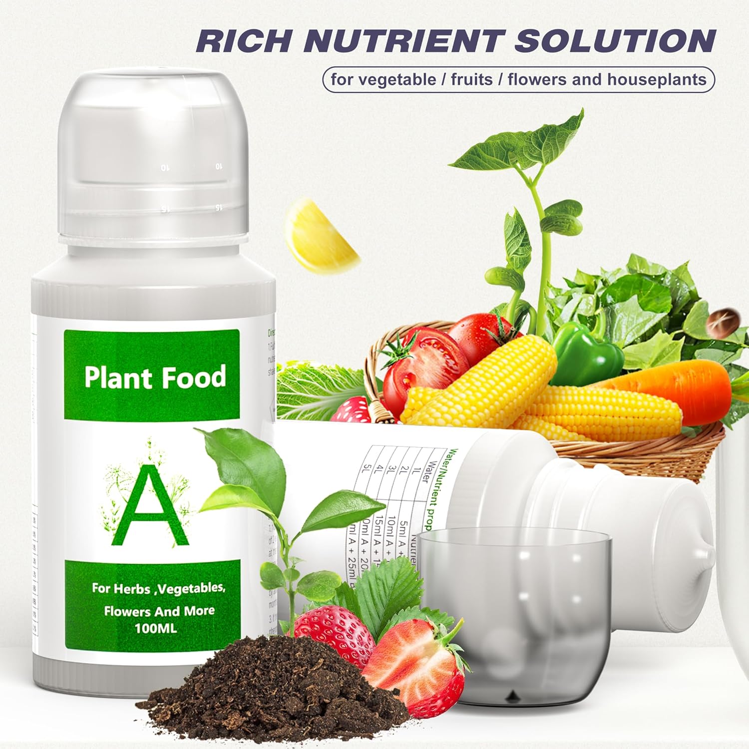 Hydroponic Nutrients (800ml in Total), AB Plant Food for Hydroponics Growing System Kit - Indoor Garden Fertilizer, Hydroponics Nutrients Supplies for Vegetables Fruits Flowers Thrive