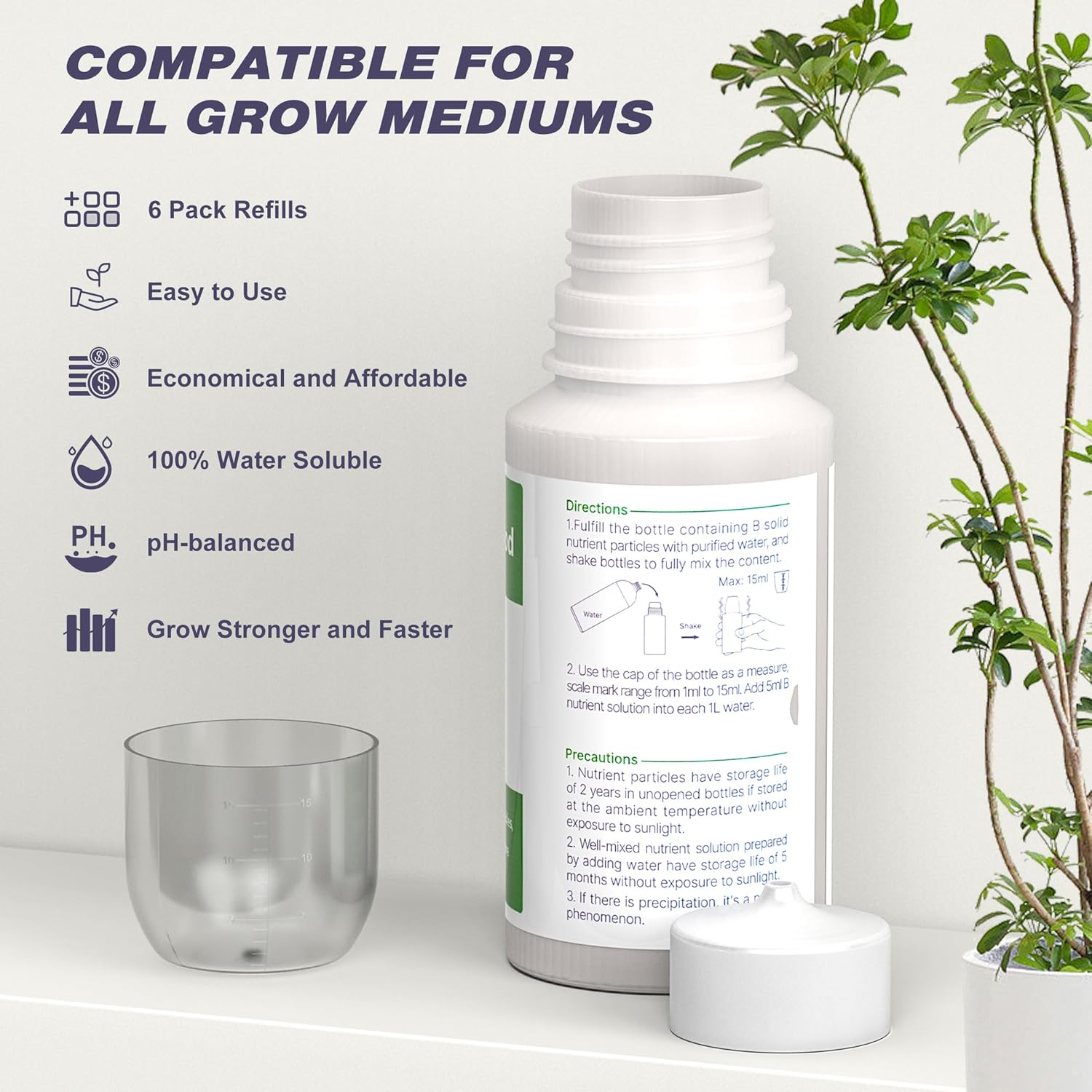 Hydroponic Nutrients (800ml in Total), AB Plant Food for Hydroponics Growing System Kit - Indoor Garden Fertilizer, Hydroponics Nutrients Supplies for Vegetables Fruits Flowers Thrive