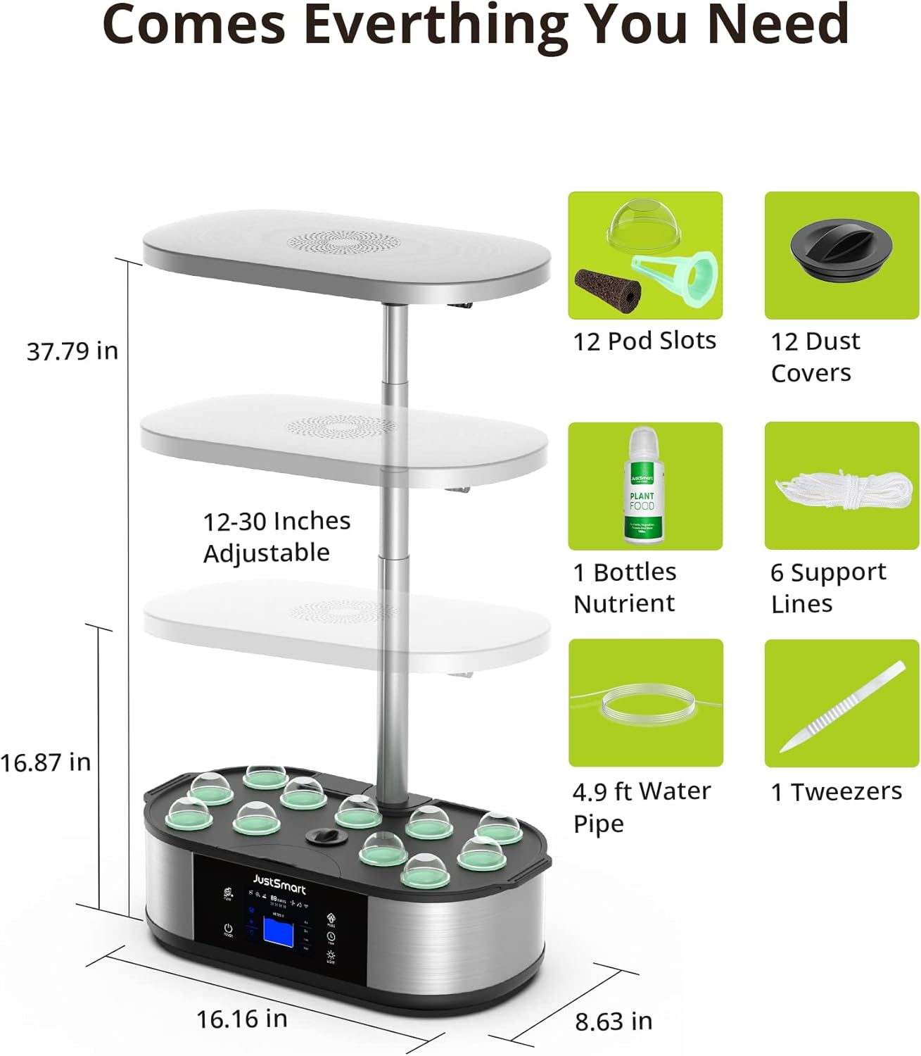 Litake WiFi 12 Pods Hydroponics Growing System Indoor Garden with APP Controlled and 3 Planting Modes, Up to 30, 48w 120 LED Light, Automatic Water-adding, Fertilization, Timer, Silent Pump, GS1 Max