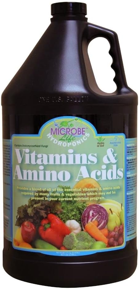 Microbe Life Hydroponics Premium Vitamins  Amino Acids Essential for Maximum Plant Growth and Root Uptake, Use with Any Feeding Systems Including Hydroponics or Soil, 1 Gallon