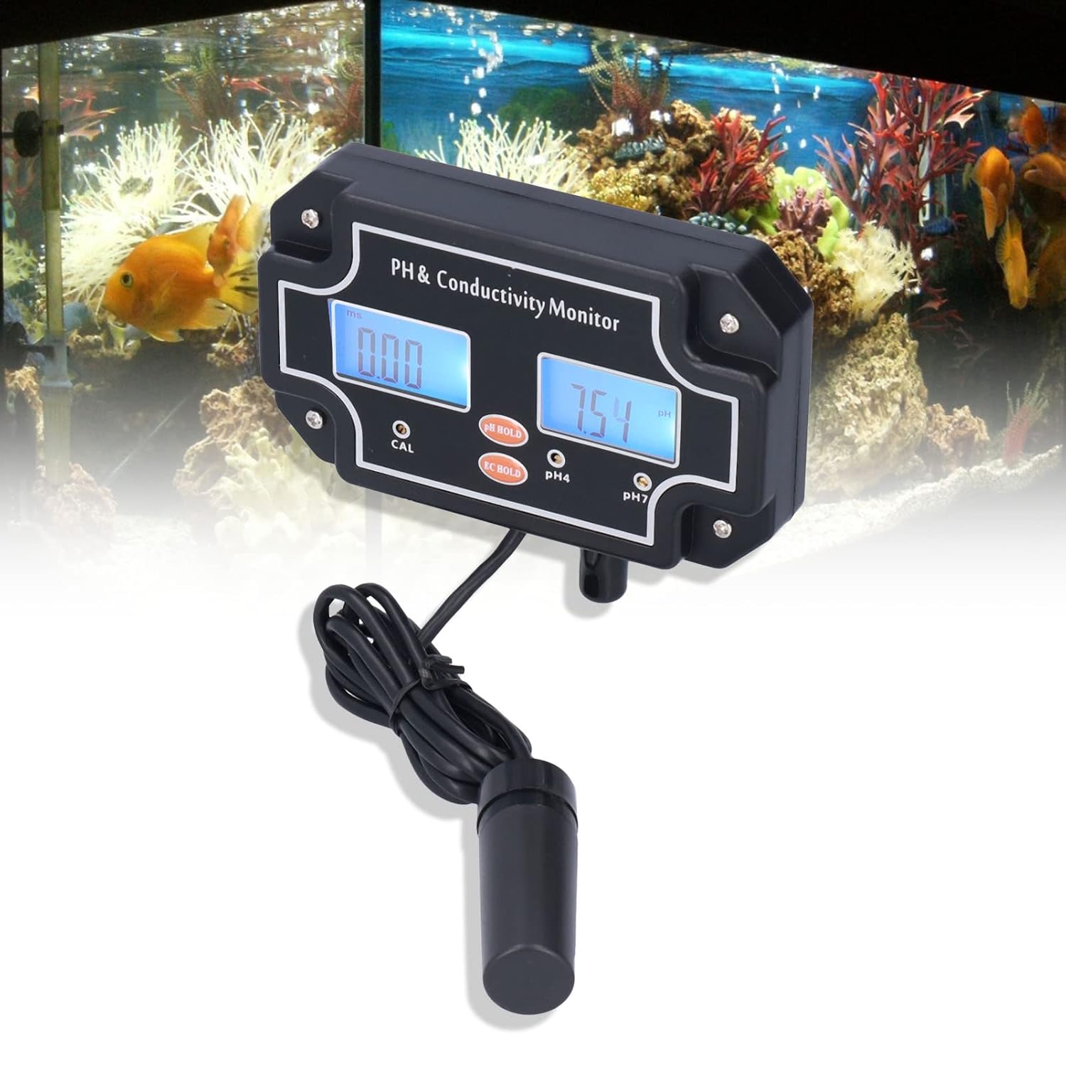PH‑2681 PH/EC Water Quality Tester Conductivity Monitor ATC PH Meter DC6V Hydroponic Monitor for Fish Tank Aquarium (US)