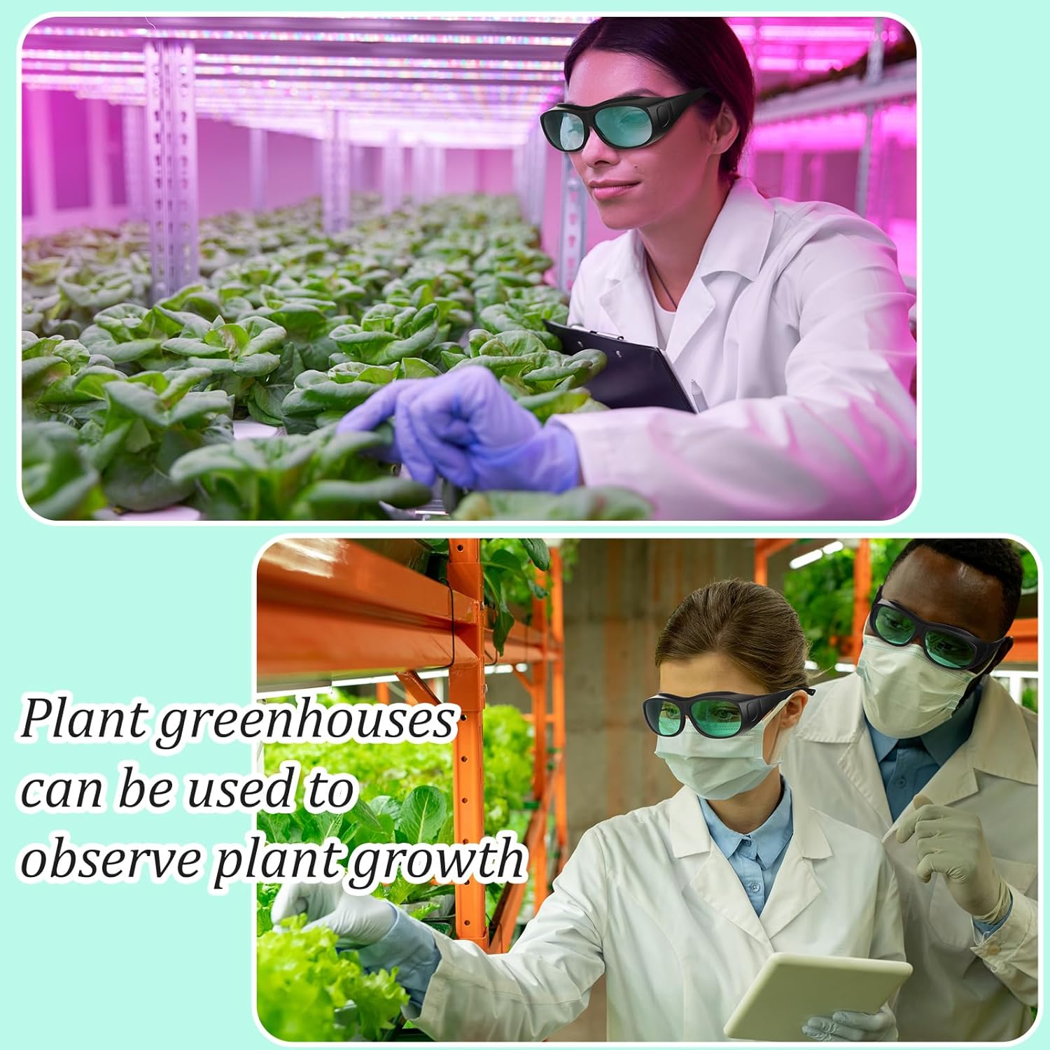 4 Pcs LED Grow Room Glasses for Indoor Hydroponics Intense Grow Light Visual Eye Protection, Anti UV Safety Goggles