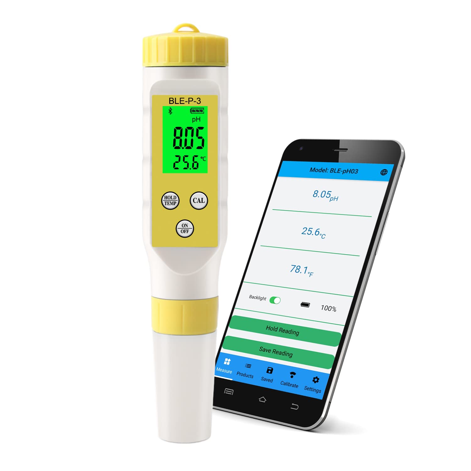 Digital PH Meter with ATC, Smart Bluetooth PH Tester for Drinking Water Hydroponics Aquarium