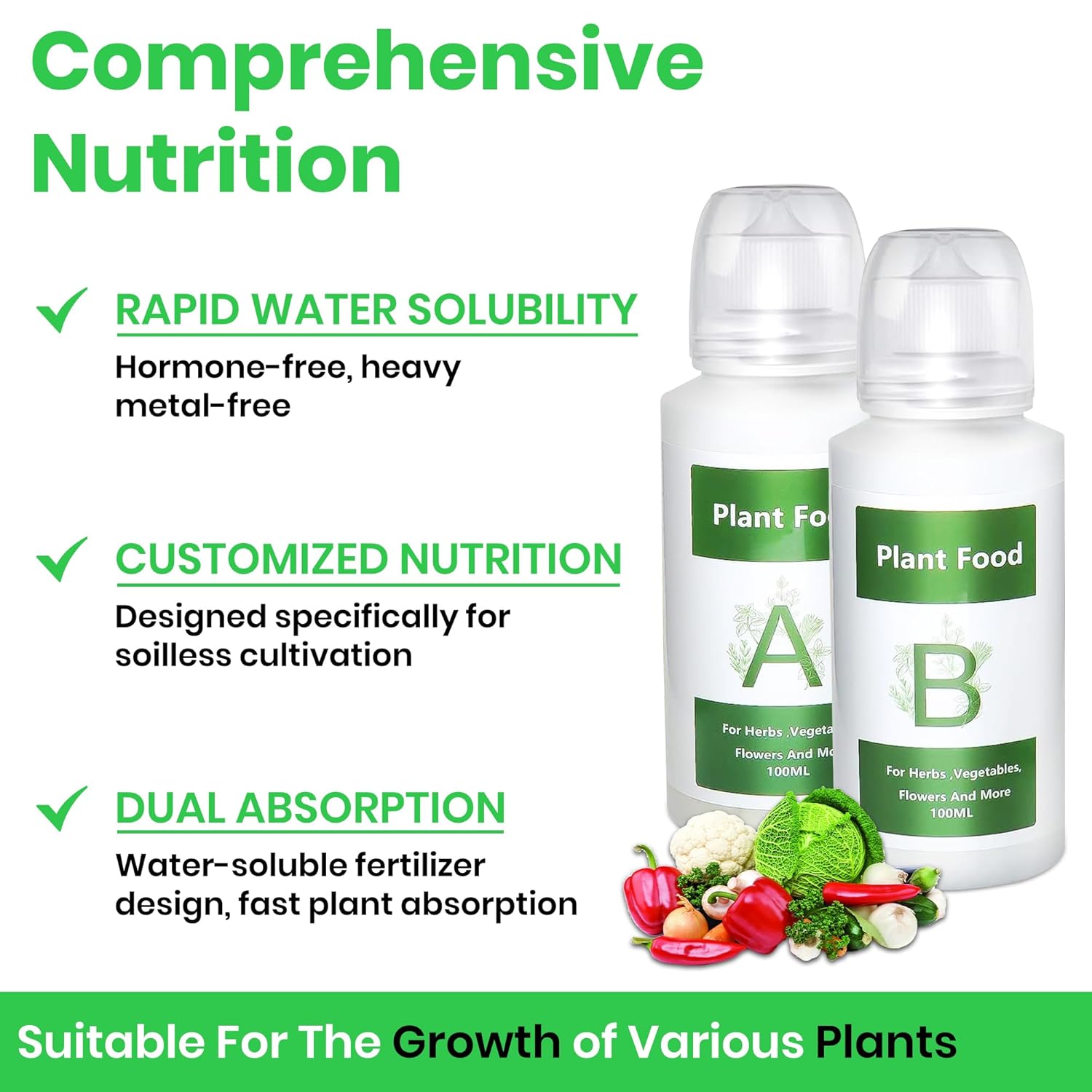 Hydroponic Nutrients AB Plant Food Nutrients, Plant Food A  B Hydroponics Supplies, Indoor Plant Fertilizer for Hydroponics Growing System