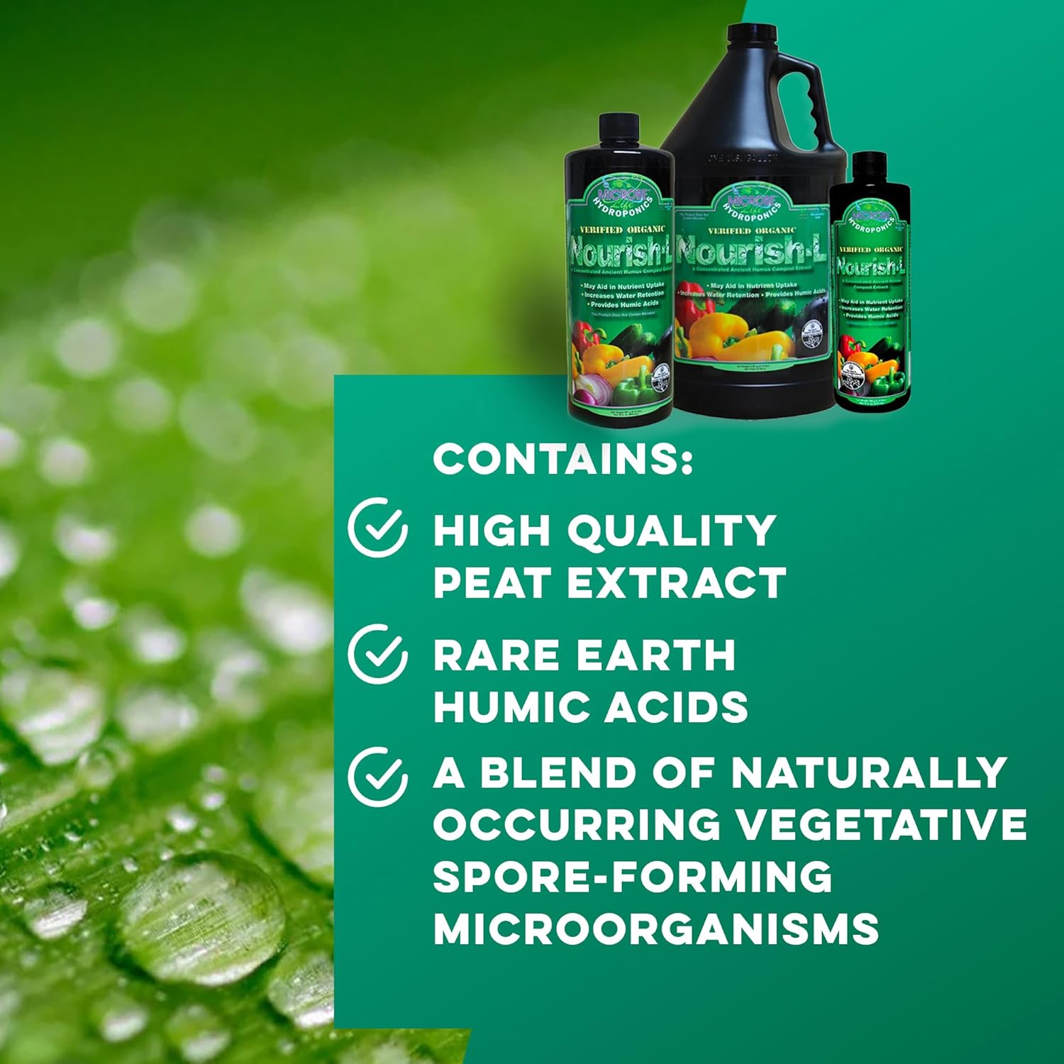 Microbe Life Hydroponics Nourish-L Liquid Conditioner, Stimulator to Enhance Plant Nutrient Absorption for Fruits  Vegetables, Use with Any Feeding Systems Including Hydroponics or Soil, 16 Fl Oz