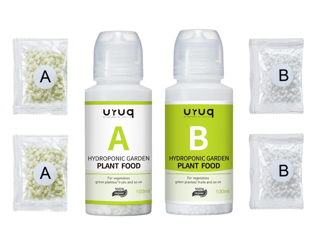 Plant Food Hydroponic Nutrients Supplies: URUQ Hydroponics Growing System General AB Water Soluble Solid 600ml Fertilizer for Vegetables Fruits Flowers Thrive - Indoor Herb Garden Accessories