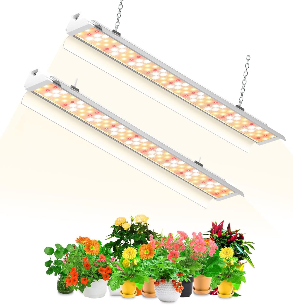 SZHLUX Grow Light 2FT 80W (2×40W) Full Spectrum LED Grow Light, Linkable Sunlight Plant Light for Indoor Plants, Grow Light Strip, Grow Lamp with On/Off Switch - (Pack of 2) Warm White