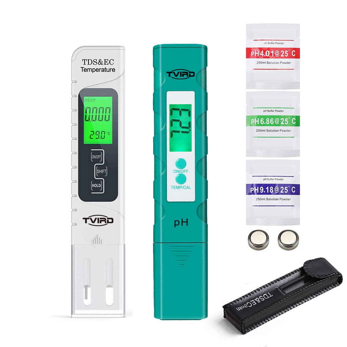 Digital PH Meter and TDS Meter,0.01 High Accuracy PH Meter,4 in 1 Set with TDS PH EC Temperature,0-14 PH Measurement Range,Water Quality Tester for Hydroponics,Aquariums,Drinking Water,Pool(2 Pack)