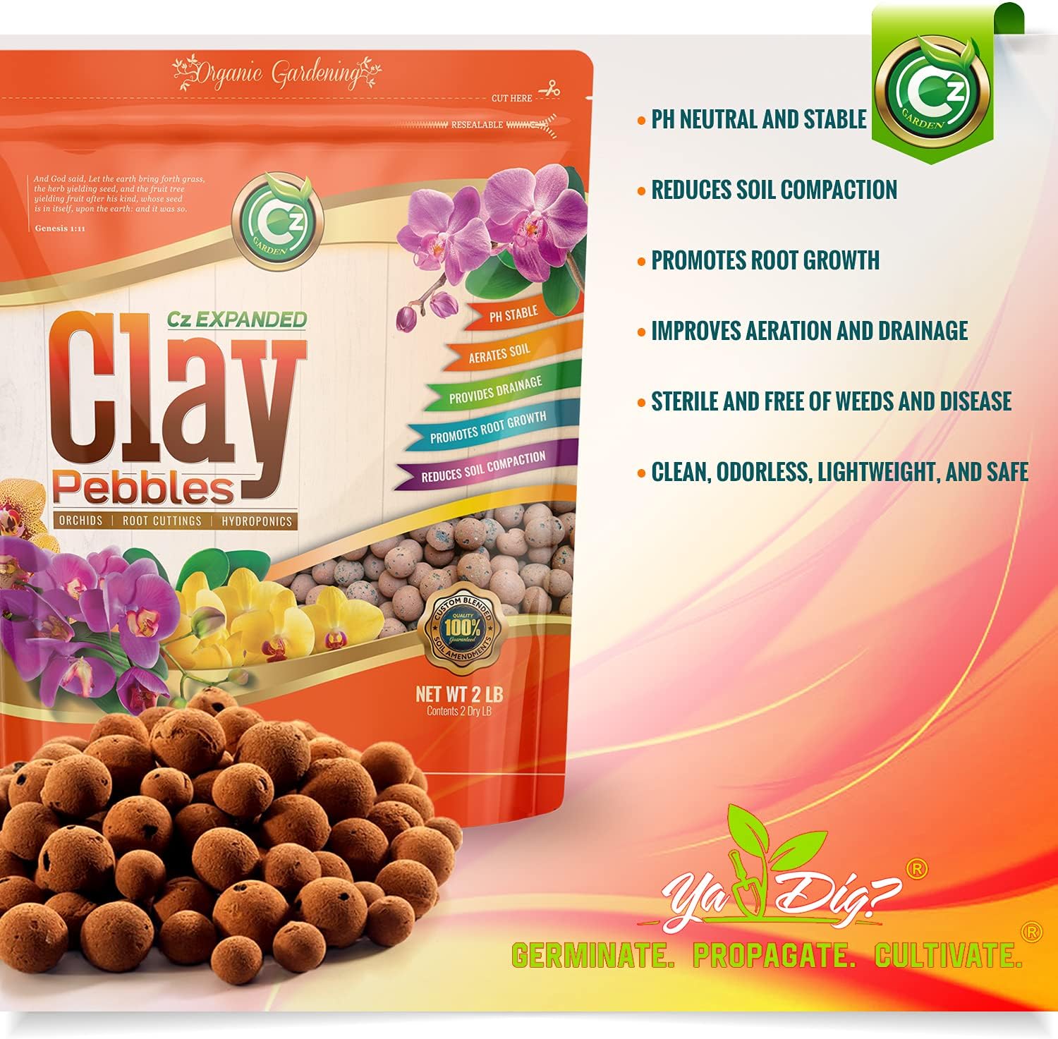 Expanded Clay Pebbles LECA Grow Media for Plants, Orchids, DWC Hydroponics, Aquaponics, Aquaculture Garden Soil Additive Conditioner Amendment Ceramsite Aggregate Cz Garden