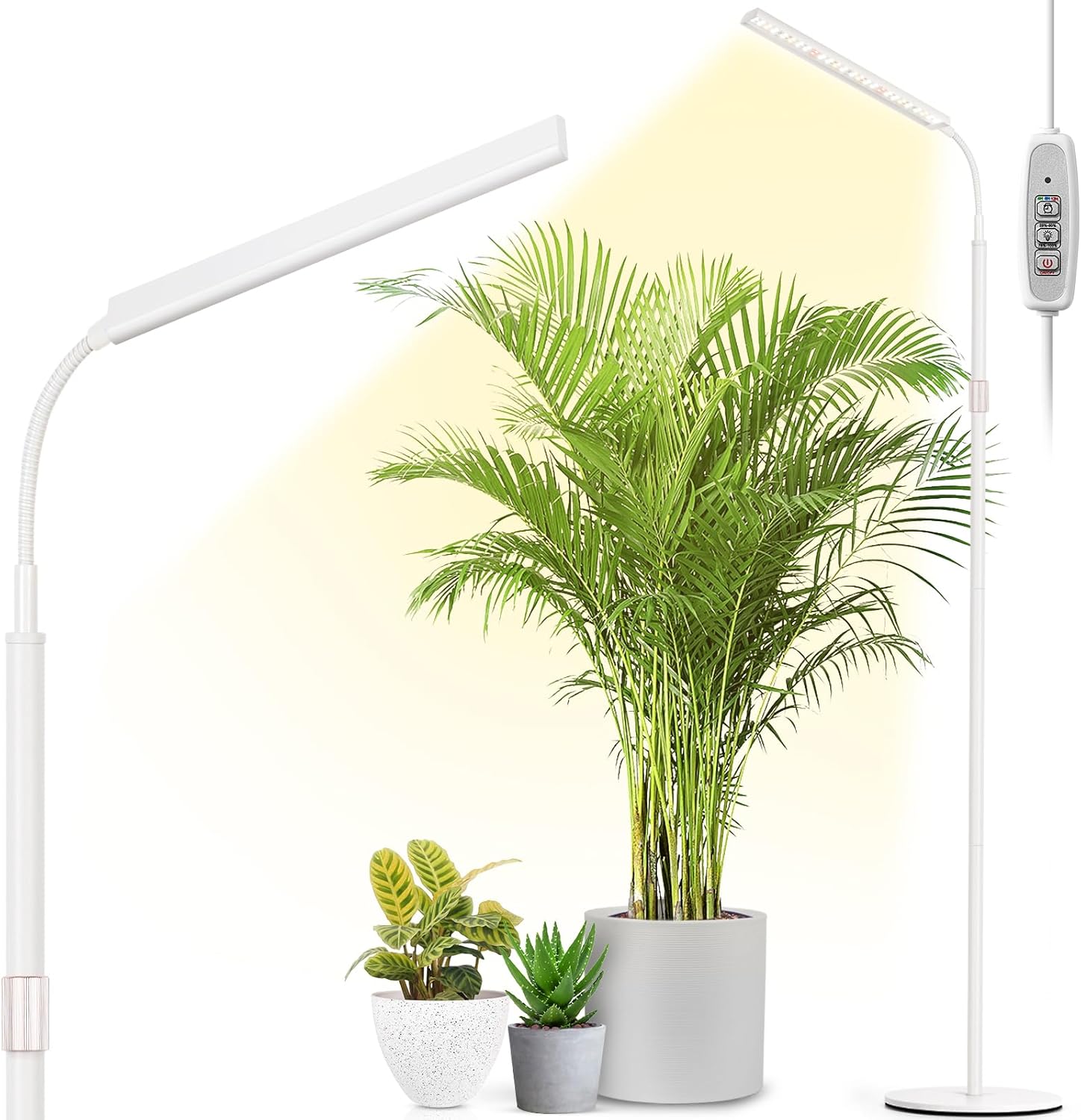 FOXGARDEN® Grow Light, Full Spectrum Plant Light Strip with Stand for Indoor Plants, 47.2-63 Inches Height Adjustable, Bright Grow Lamp with Auto On/Off Timer 4/8/12H, 4 Dimmable Brightness, White