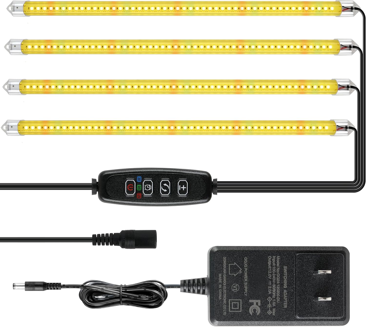 iPower 20W LED Plant Grow Light Strips Full Spectrum for Indoor Plants with Auto ON/Off 3/9/12H Timer, 10 Dimmable Levels 48 LEDs Per Tude, for Hydroponics Succulent, 2 Tubes, Mix