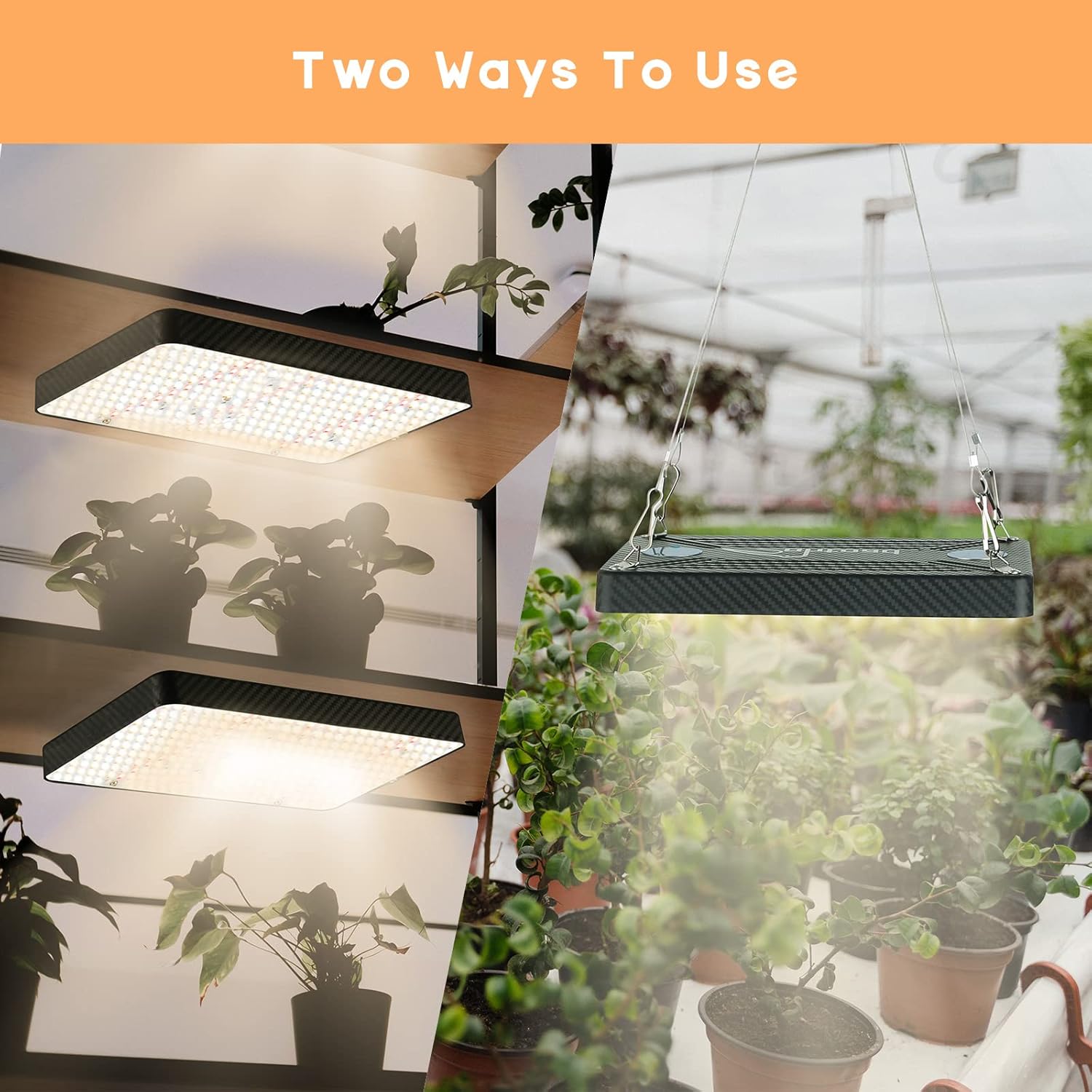 Plant Grow Light for Indoor Plants, LED Full Spectrum Grow Lights with On/Off Switch, Growing Light with Lamp Connection Function for Indoor Plants/Greenhouse/cannabls/Seedi Starting