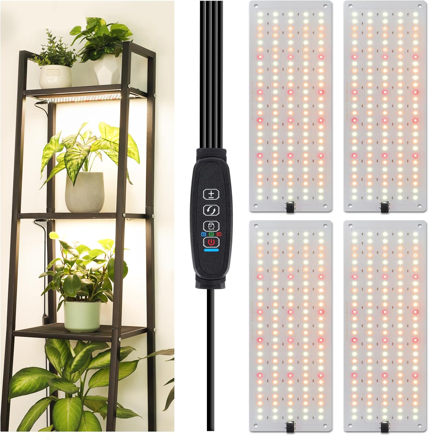 SAVILER® Grow Light, 540 LEDs Full Specturun Ultra-Thin Panel Plant Lights for Indoor Plants, Grow Lamp with Auto On/Off Timer 4/8/12H, 3 Lighting Modes, 10 Dimmable Levels, 4 Pack