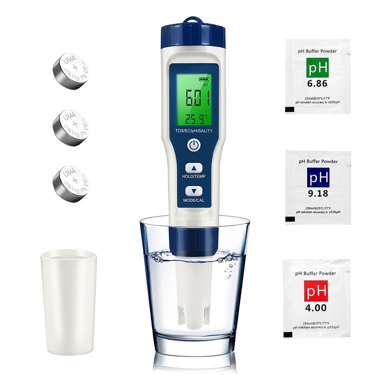 5 in 1 TDS Meter PH Tester, 0.01 High Accuracy Digital PH Meter for Water, PH/TDS/EC/Salt/Temp Tester, PPM Meter Water Tester for Drinking Water, Hydroponics, Plants, Aquarium and Pool