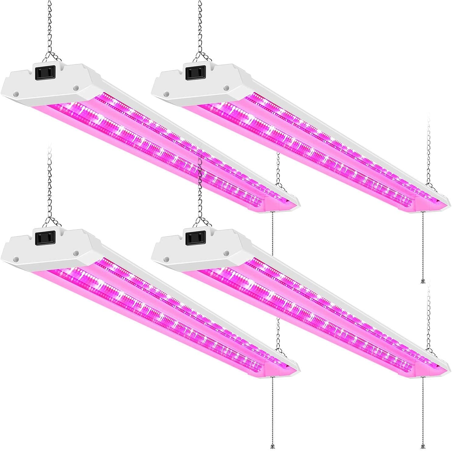 AntLux 4FT LED Grow Lights 50W Full Spectrum Integrated 4 Foot Growing Lamp Fixtures for Greenhouse Hydroponic Indoor Plant Seedling Veg and Flower, Plug in, on/Off Pull Chain Included, 4 Pack