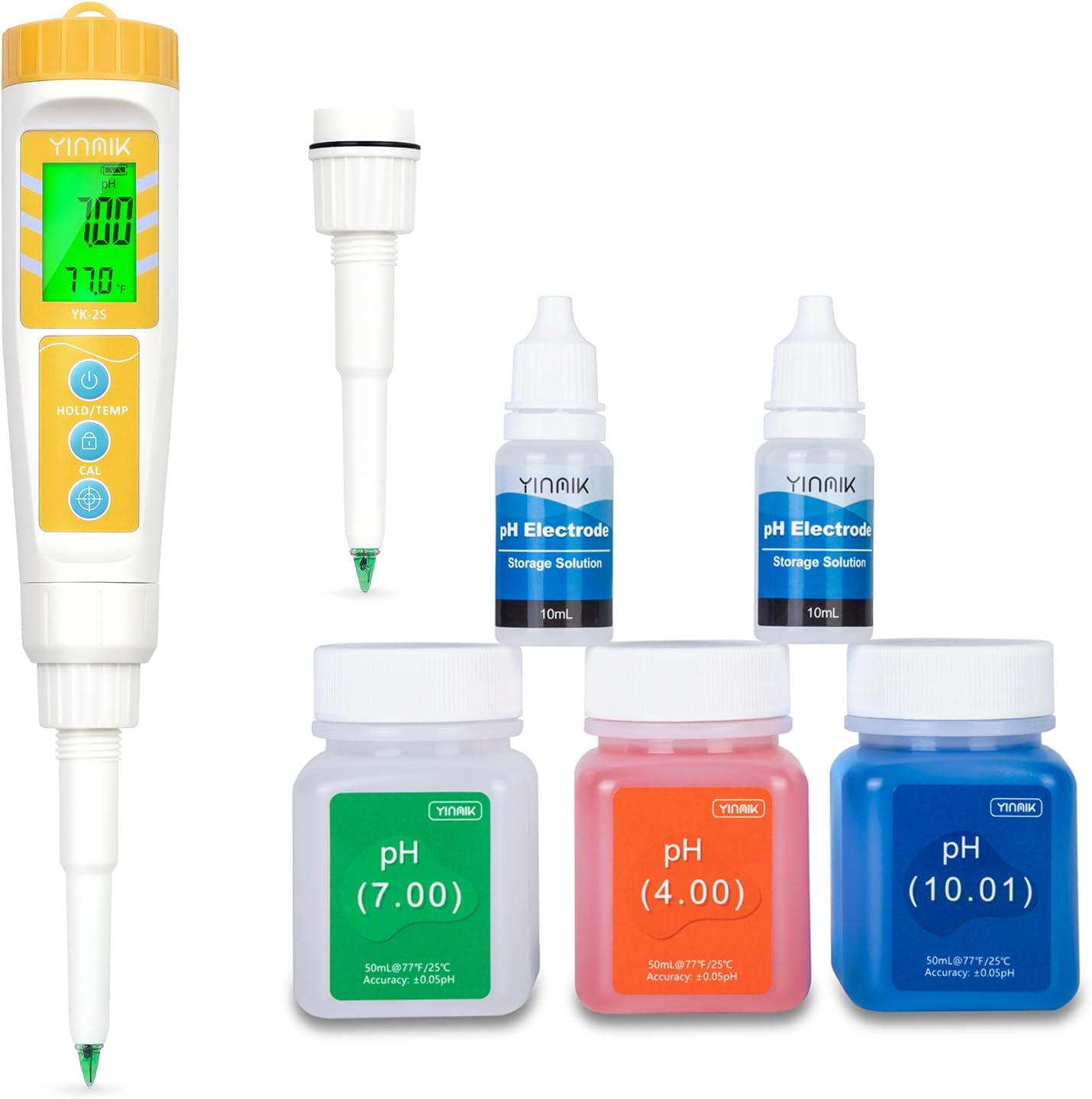 Food pH Tester with Extra pH Probe and pH Calibration Solution,2 * 10ml KCL pH Storage Solution as a Gift, Directly pH Meter for Sourdough and Bread,Meat,Canning,Cheese