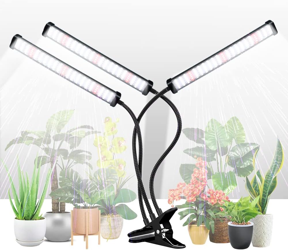 GHodec Grow Light for Indoor Plants,150W 6000K Full Spectrum Clip Plant Growing Lamp,Super Bright 252 LED Plant Light with Flexible Gooseneck  Timer Setting 4/8/12H